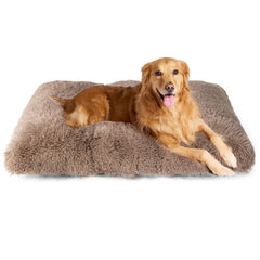 Le lit EHEYCIGA XL en peluche camel, repos doux et rassurant.