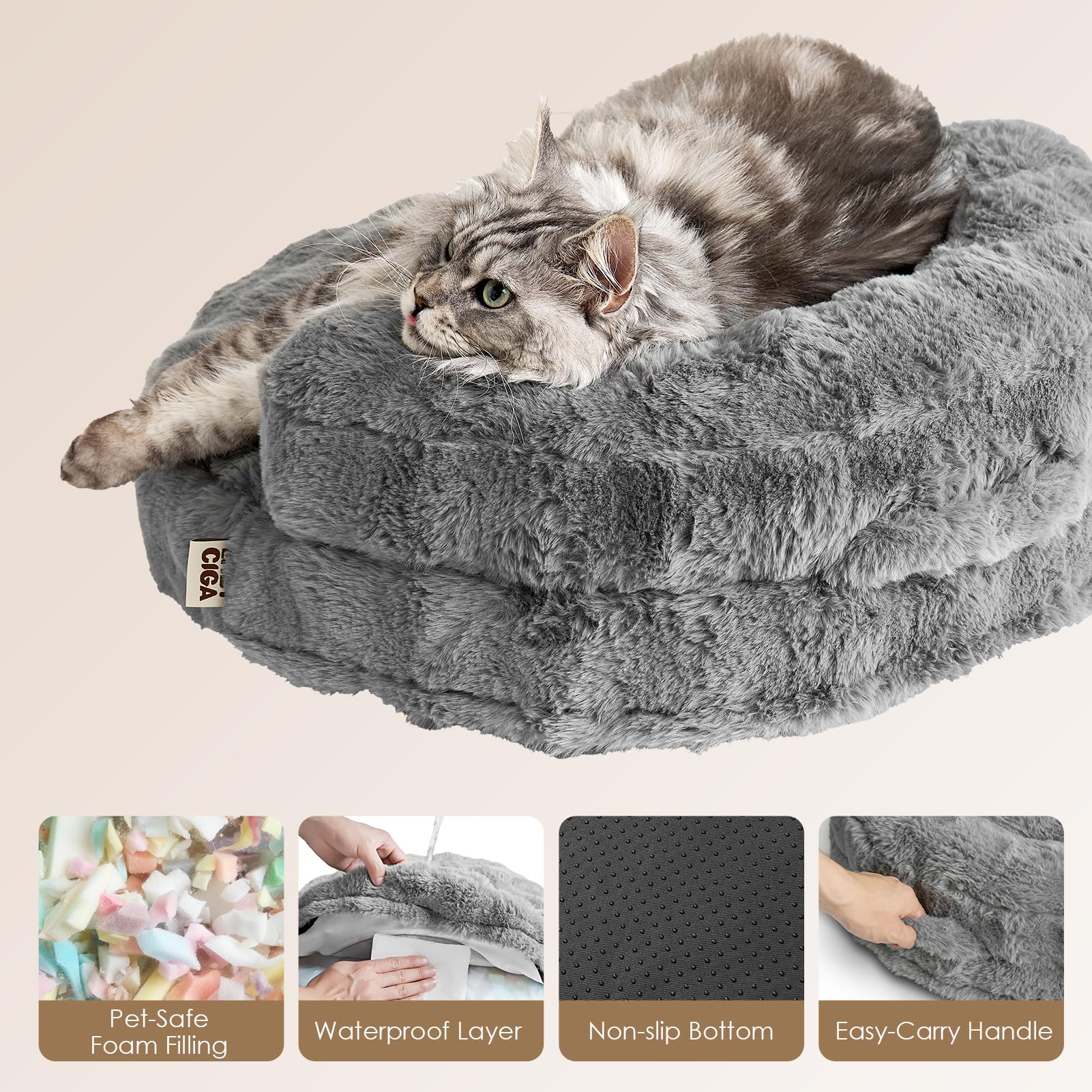 EHEYCIGA rembourrage mousse polyester gris, soutien confortable.