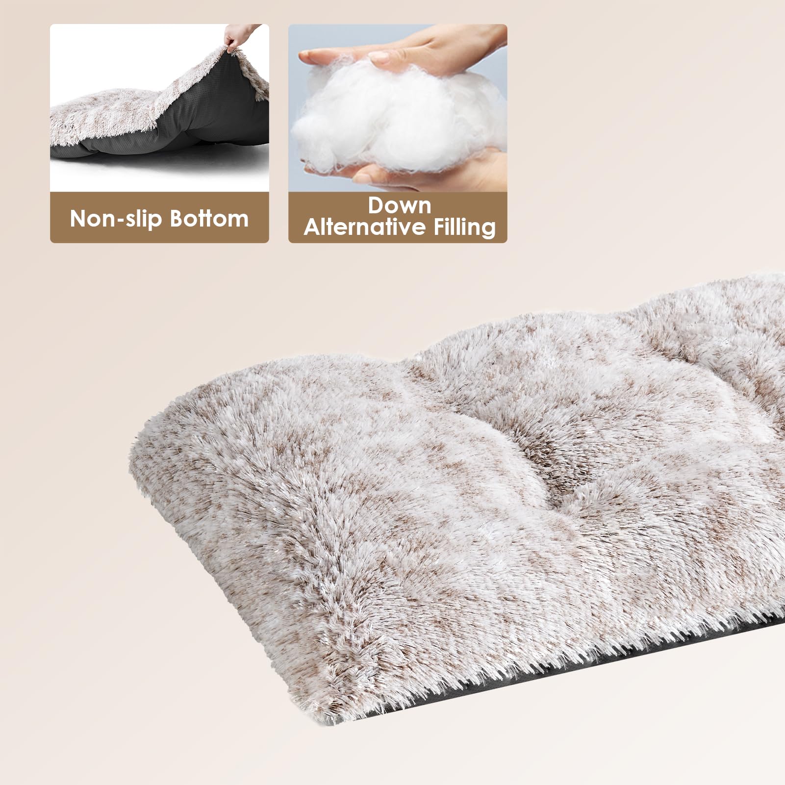 Texture pelucheuse de la fausse fourrure EHEYCIGA, douceur au toucher pour chien.