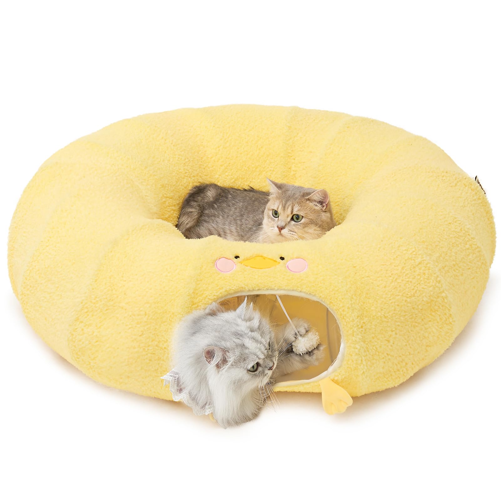 EHEYCIGA Tunnel-chat coussin circulaire : espace doux pour le repos après le jeu.