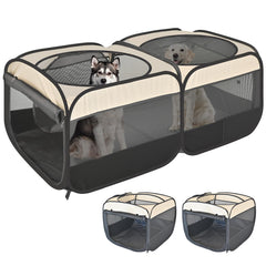 EighteenTek 2-en-1 pop-up enclos chiot : installation rapide et pratique.