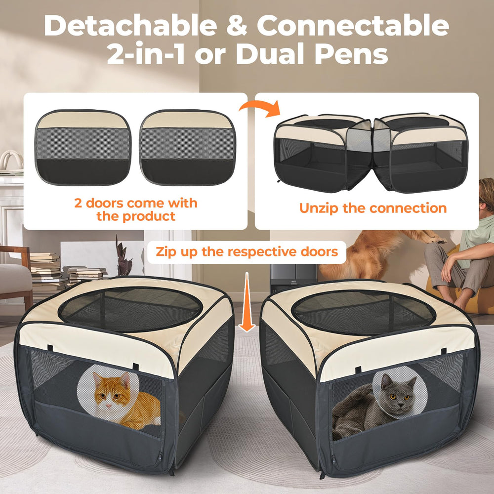 EighteenTek enclos chat detachable porte, séparation facile des espaces.