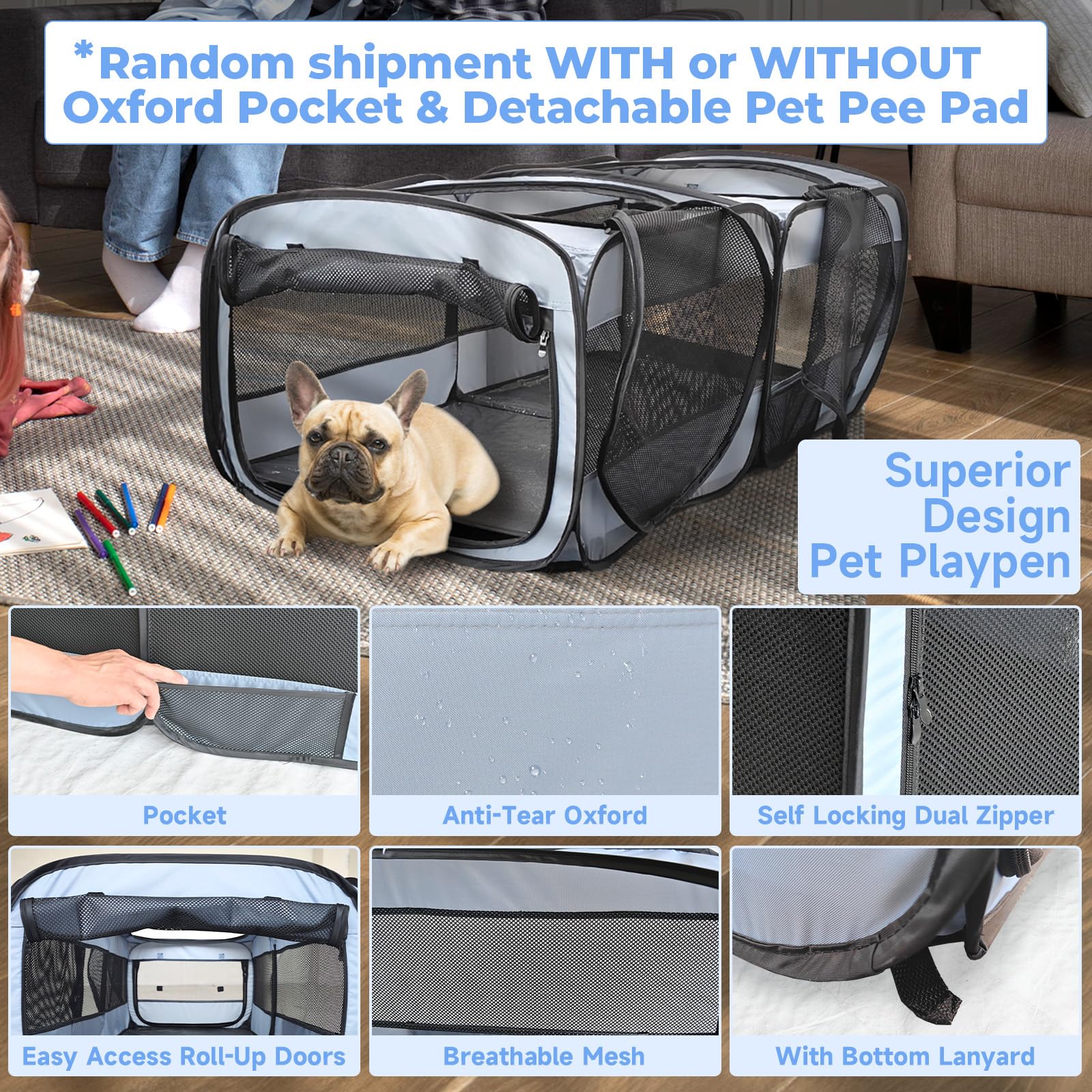 EighteenTek 2-en-1 Playpen: structure durable et fiable.