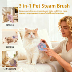 Brosse vapeur Eilimy, brume réglable, mode doux pour pelage sensible.