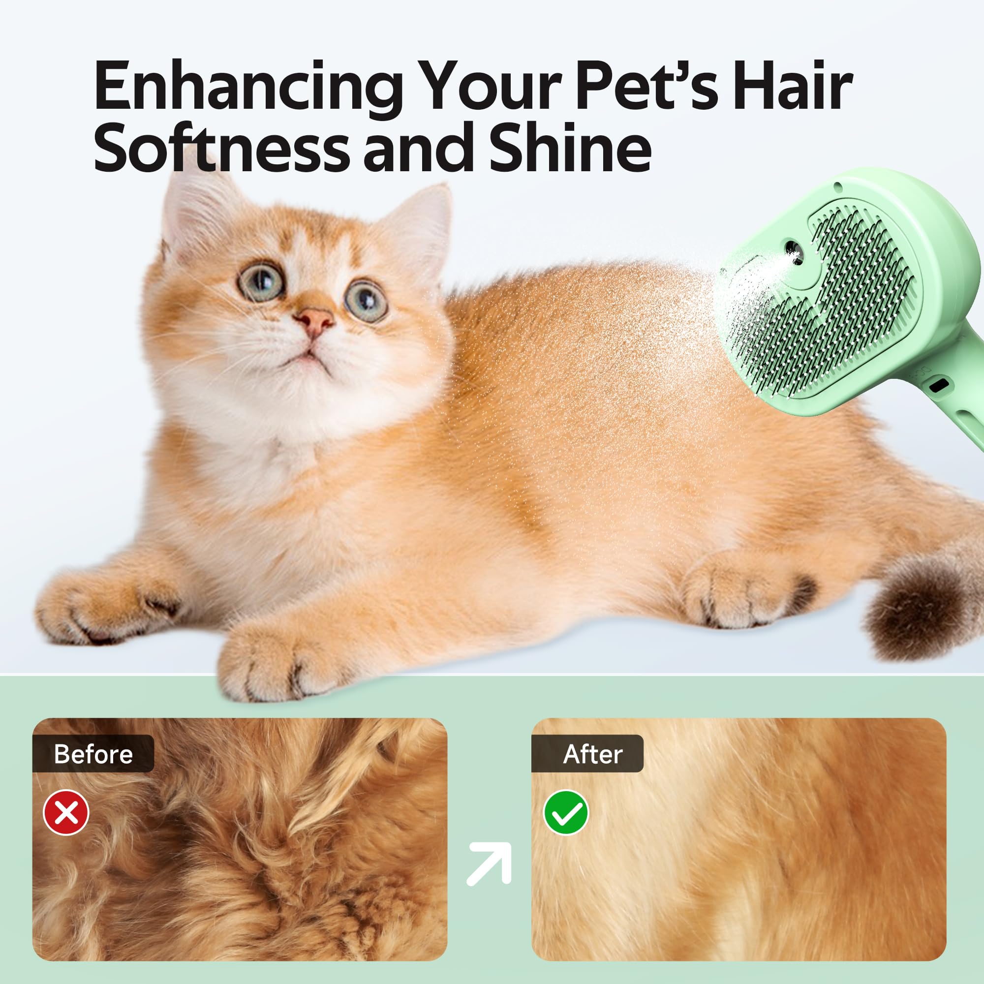 Brosse facile à utiliser avec bouton, séances de toilettage plus rapides.