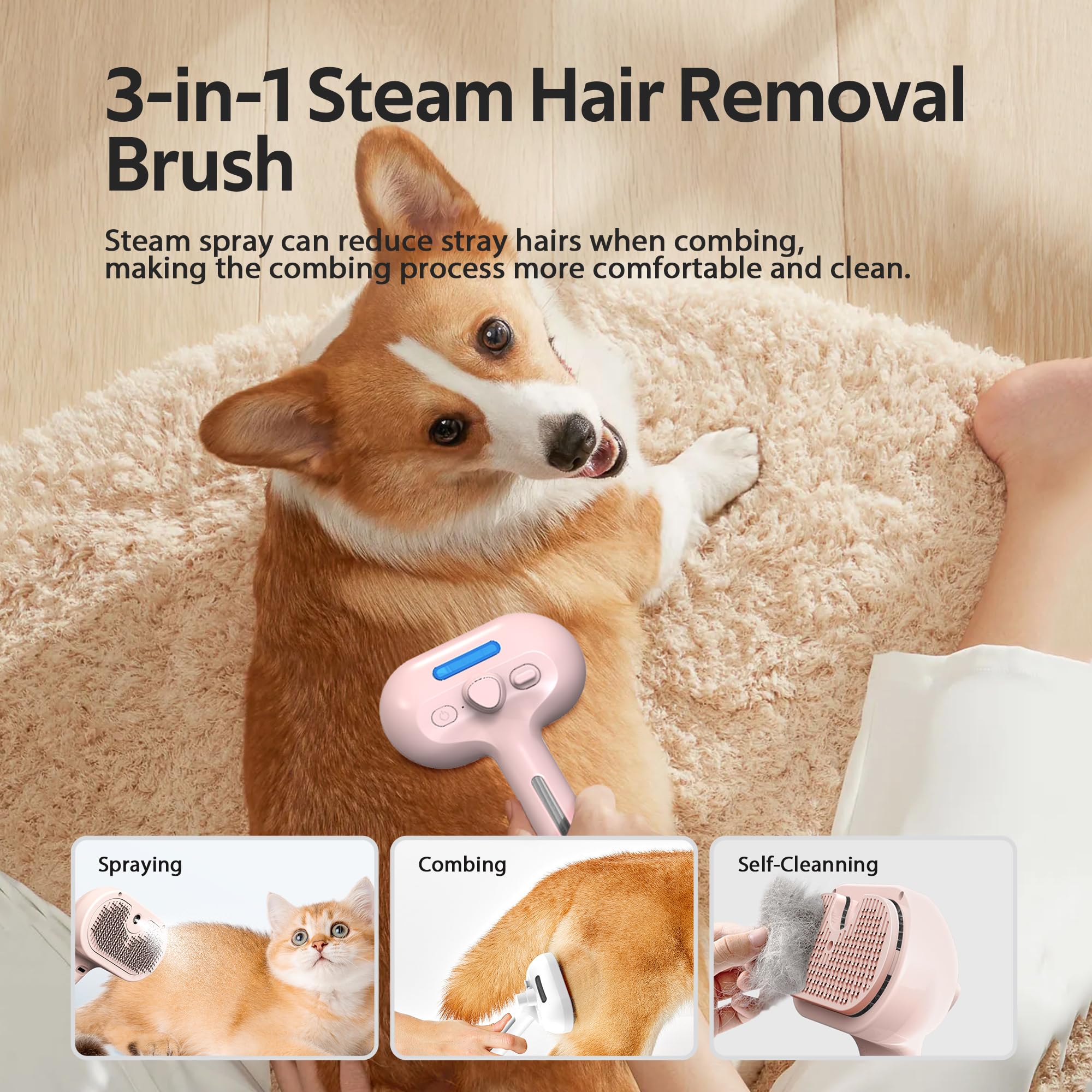 Activation facile par bouton pour sessions de toilettage rapides.