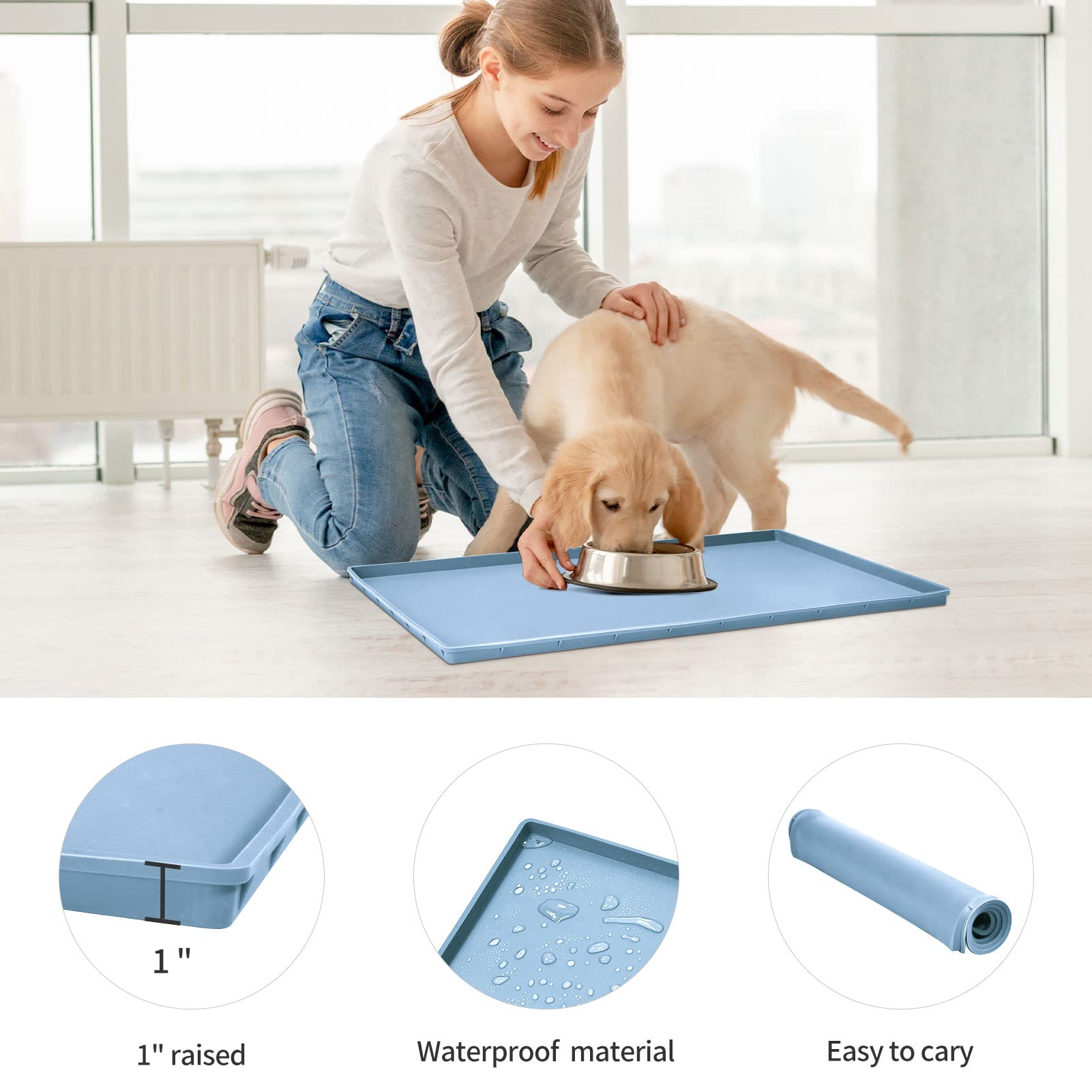 EIOKIT tapis-antiderapant petits moyens animaux silicone: surface stable pour les bols des animaux.