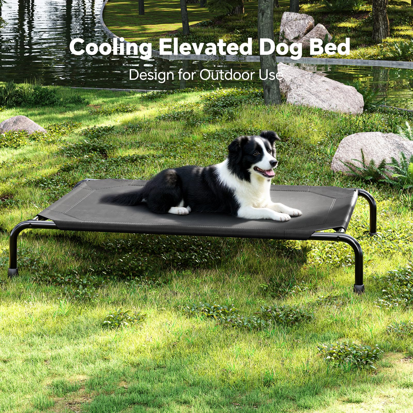 Ekisemio lit pour chien XL, protection contre les dommages, idéal pour patios et salons.