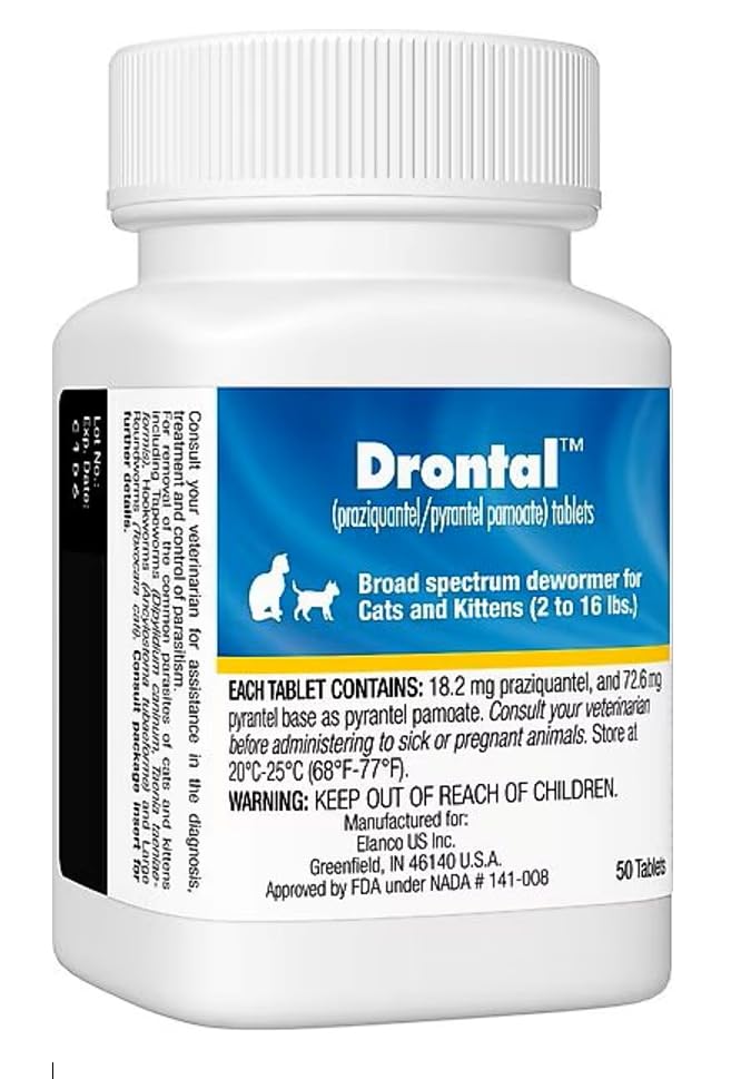 Administration par voie orale simple pour chats et chatons Drontal.
