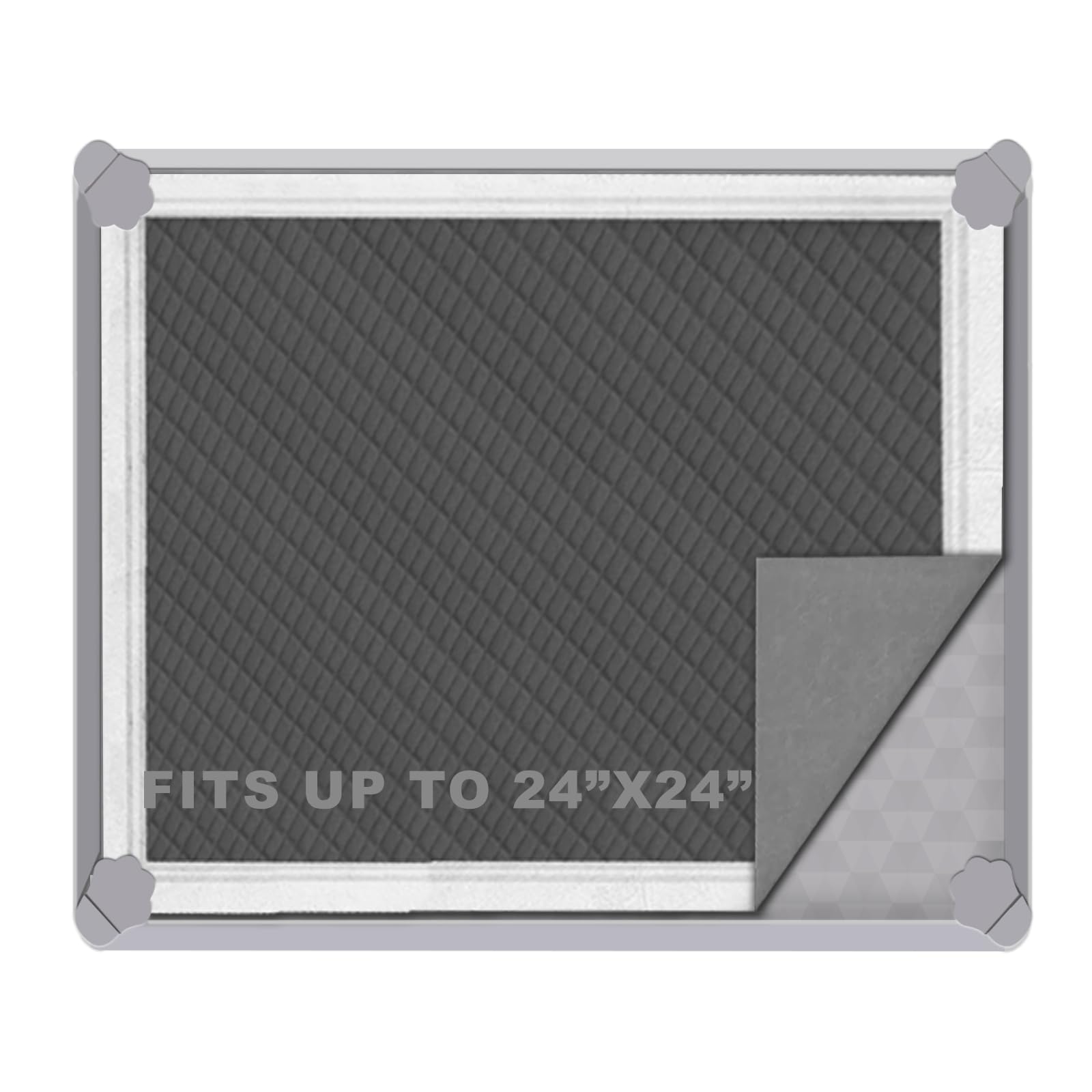 Bac-tapis silicone 24x24 ELEGX: plateau stable et facile à nettoyer.
