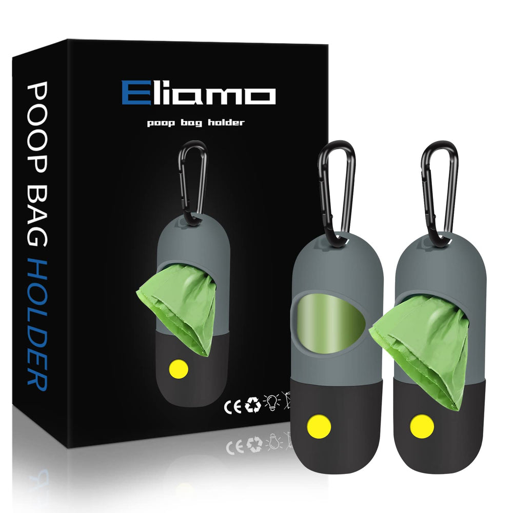 Eliamo distributeur sacs caca avec lumière DEL intégrée pour promenades nocturnes.