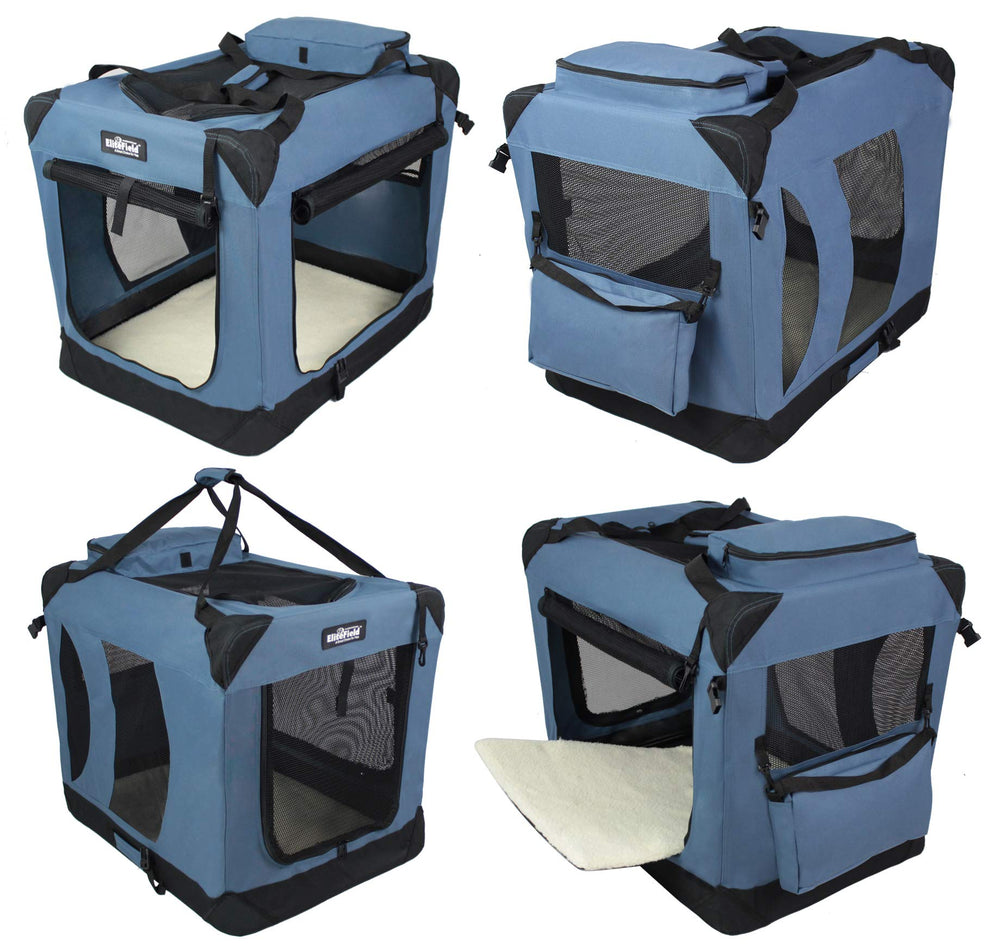 EliteField caisse-chien soft-crate avec sac de transport inclus, déplacement pratique.