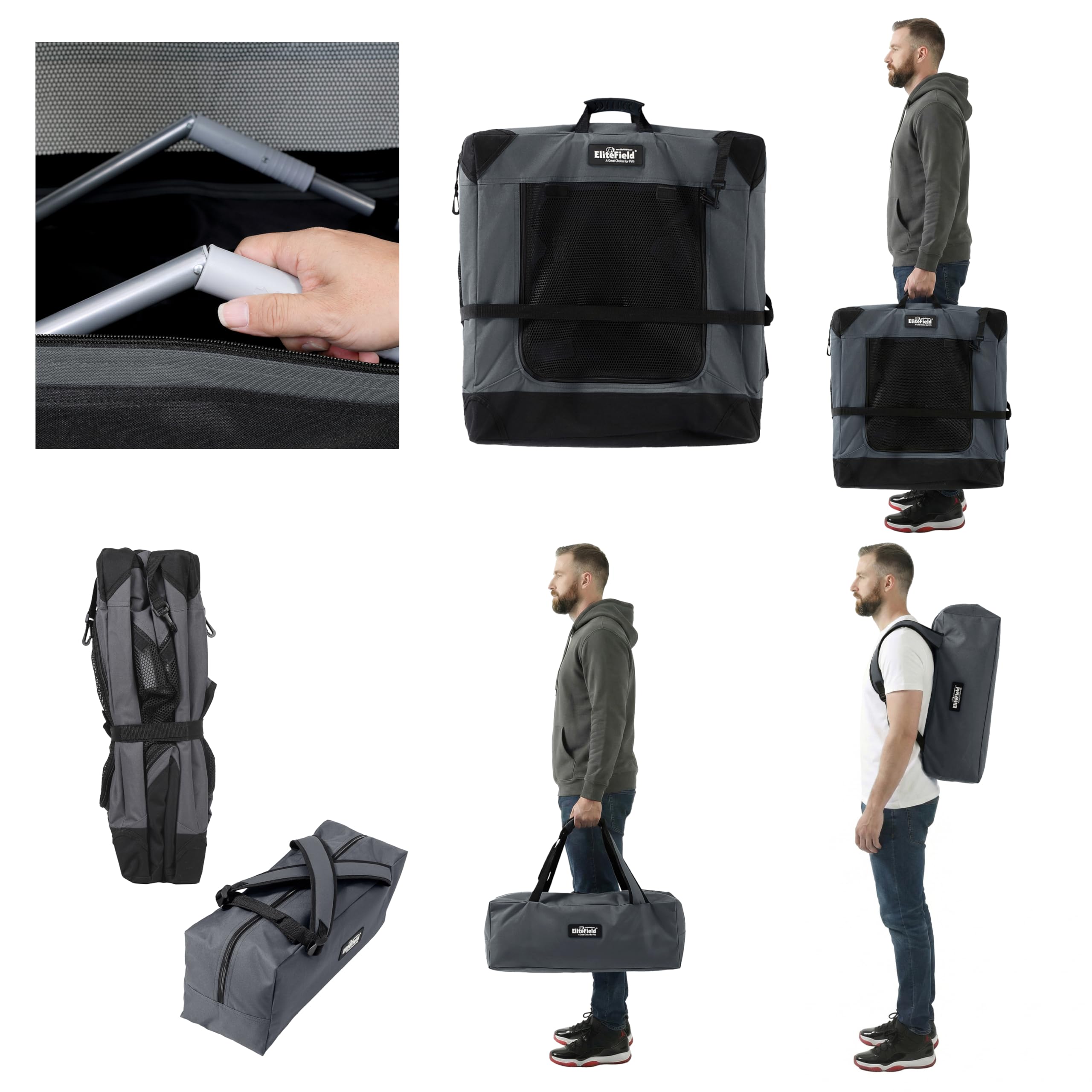 EliteField cage poches et porte-bouteille pratiques en voyage.