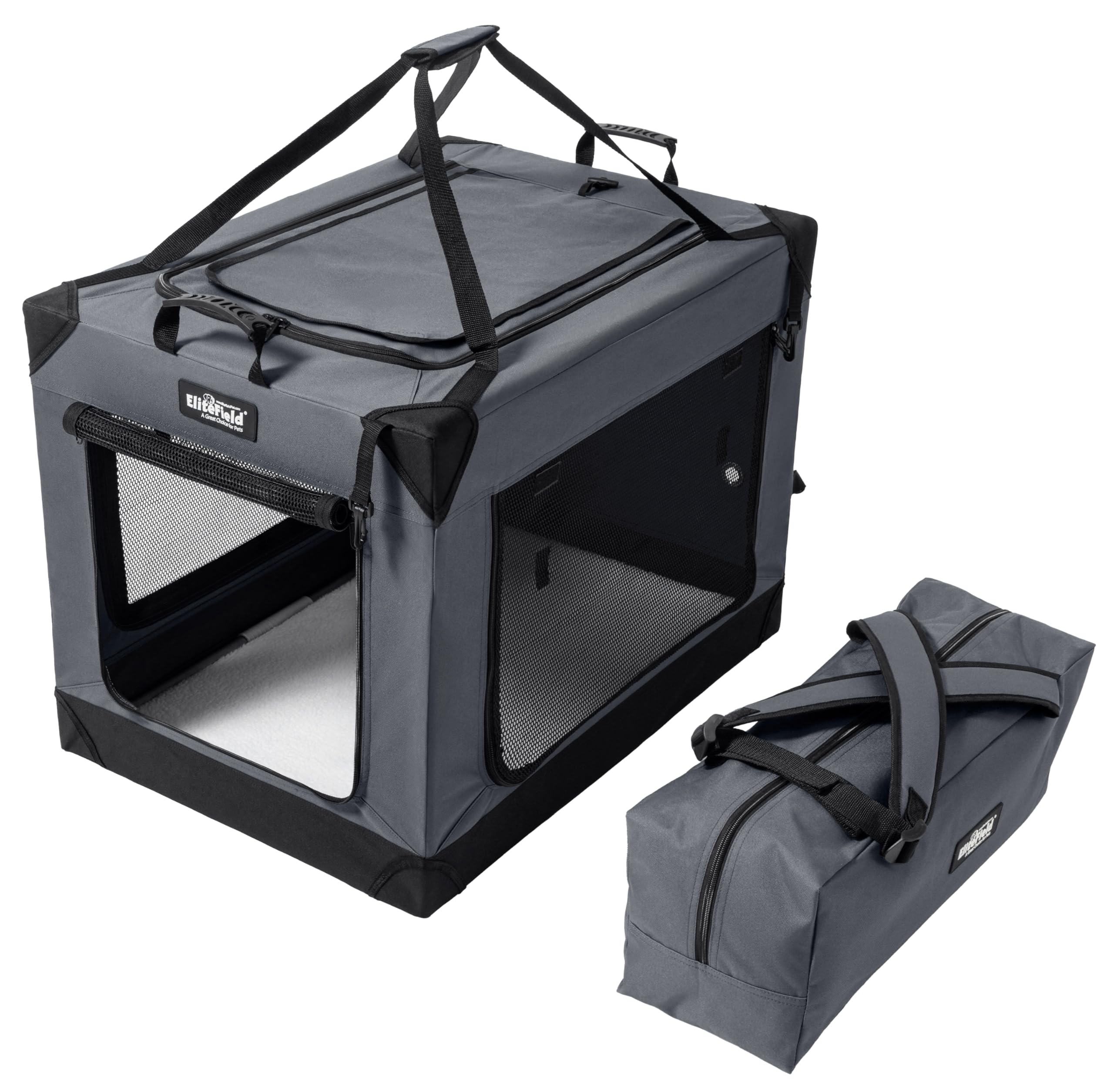EliteField cage à quatre-portes avec panneaux en maille hexagonale pour ventilation efficace.