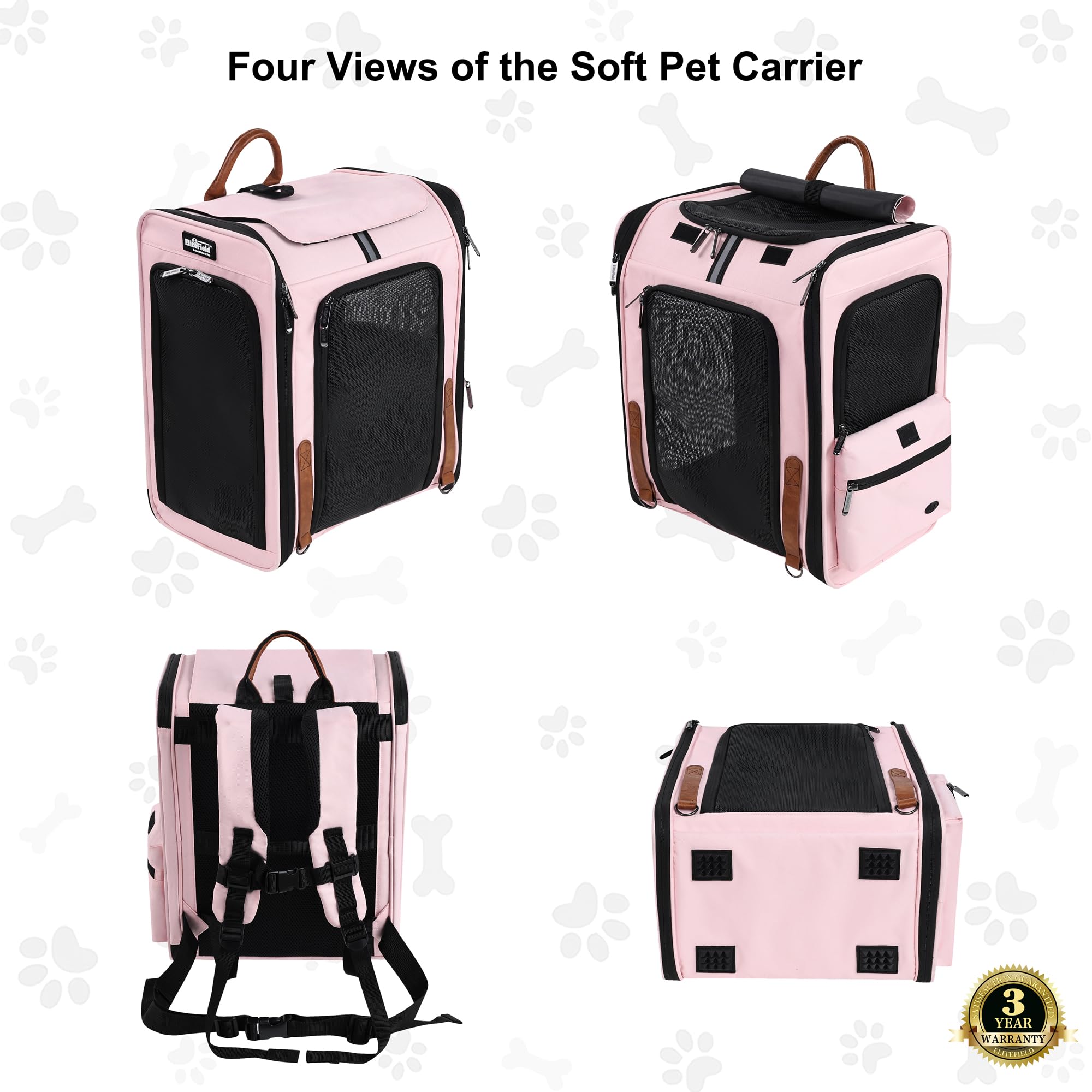 EliteField Deluxe sac à dos animaux, accès-3-portes pour entrée rapide.