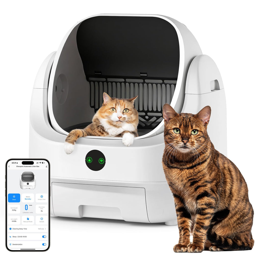 Litière Ellenpent automatique avec ouverture en haut pour un accès facile et confort du chat
