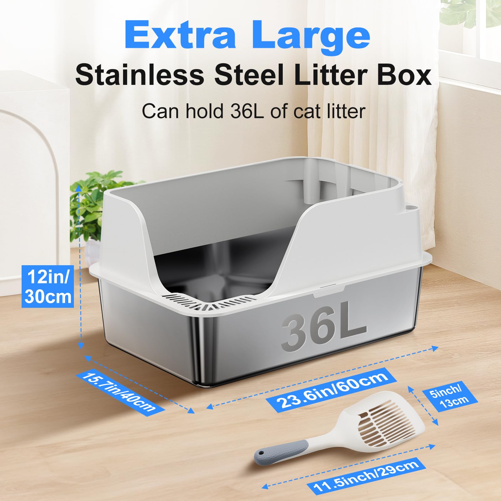 Ellenpent litiere inox XL surface non-adhesive simplifie le rinçage.
