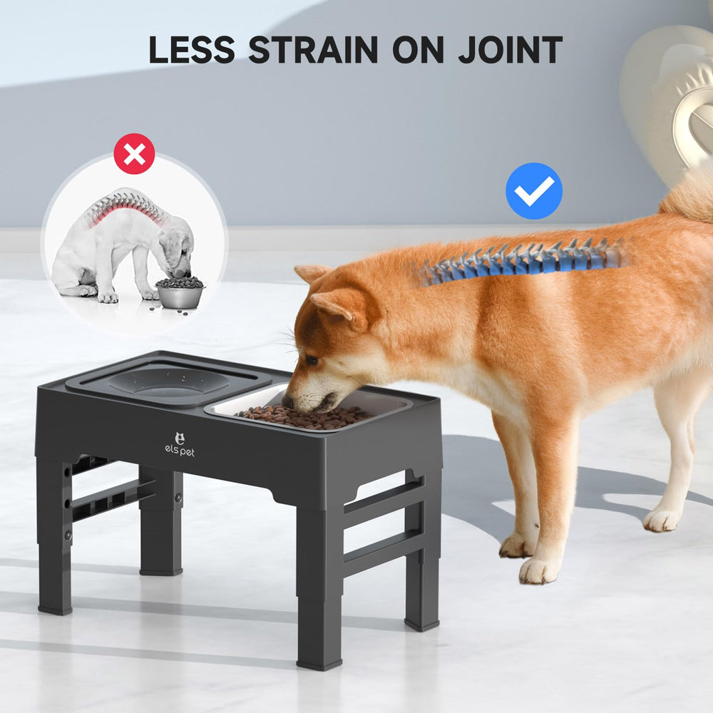 GAMELLE ELEVÉE ELS PET hauteur reglable adaptée chiots et chiens.