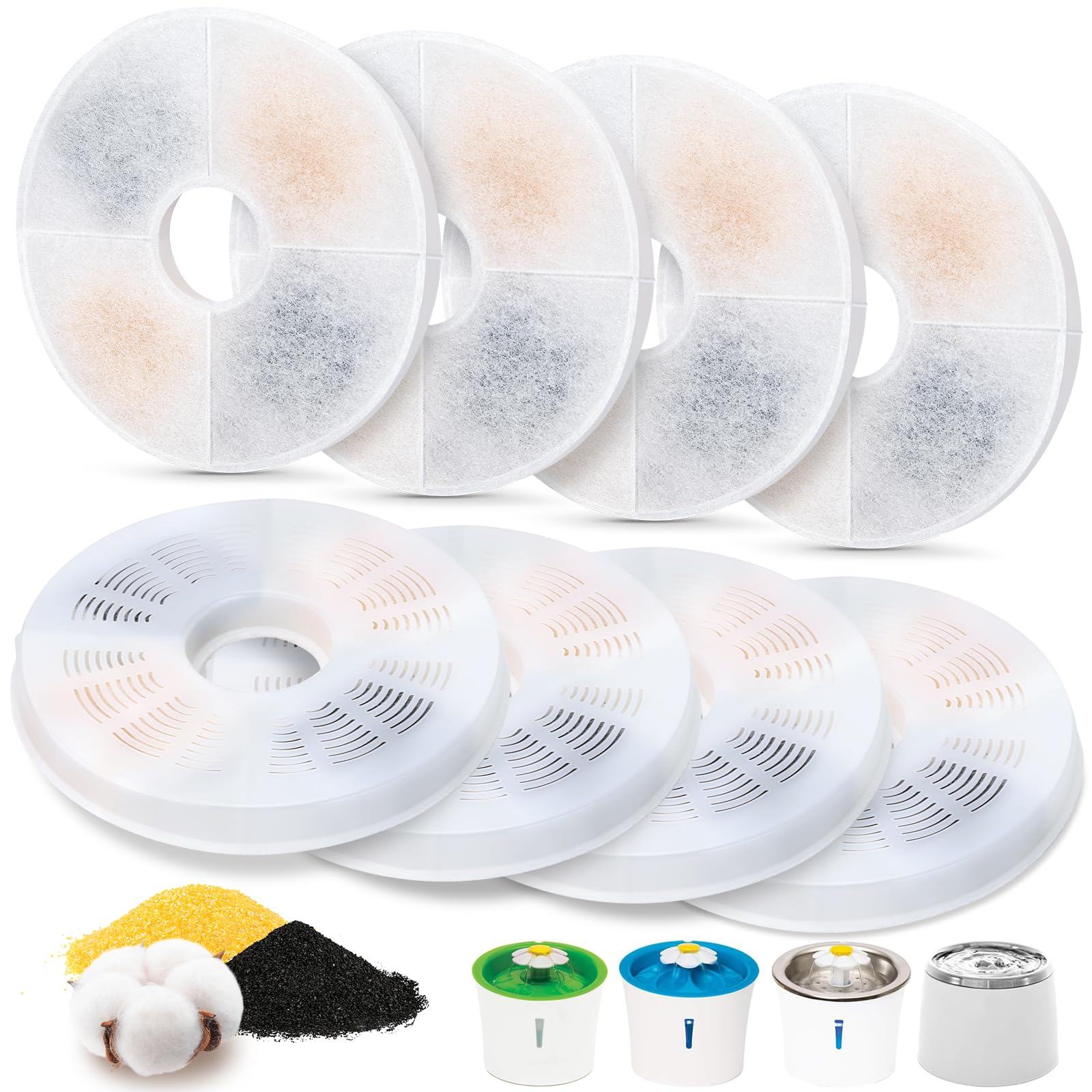 ELXXROONM pack de 8 filtres pour fontaine chat Catit Design Senses, compatibilité assurée