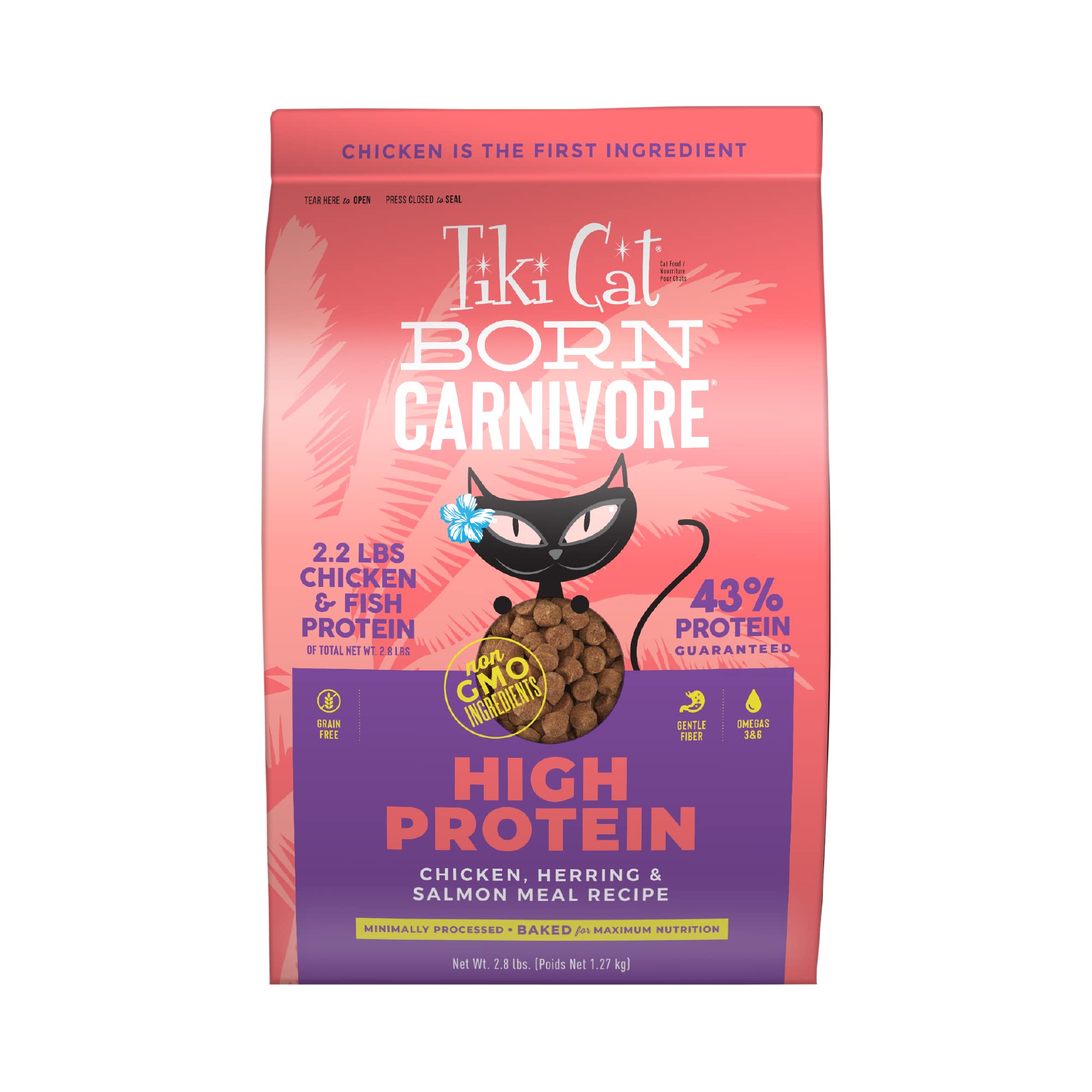 Emballage Tiki Cat Born Carnivore, praticité et fraîcheur préservée.