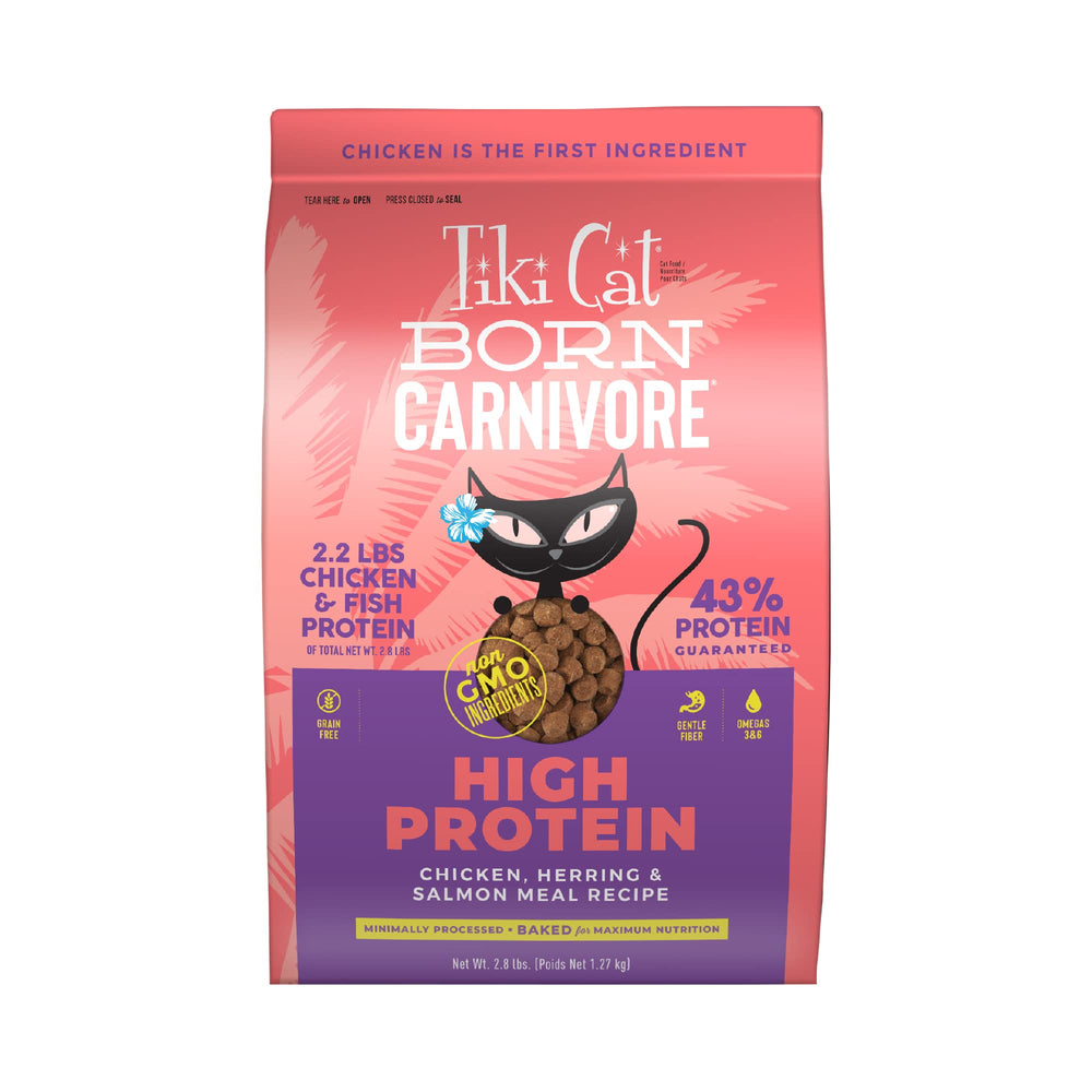 Emballage Tiki Cat Born Carnivore, praticité et fraîcheur préservée.