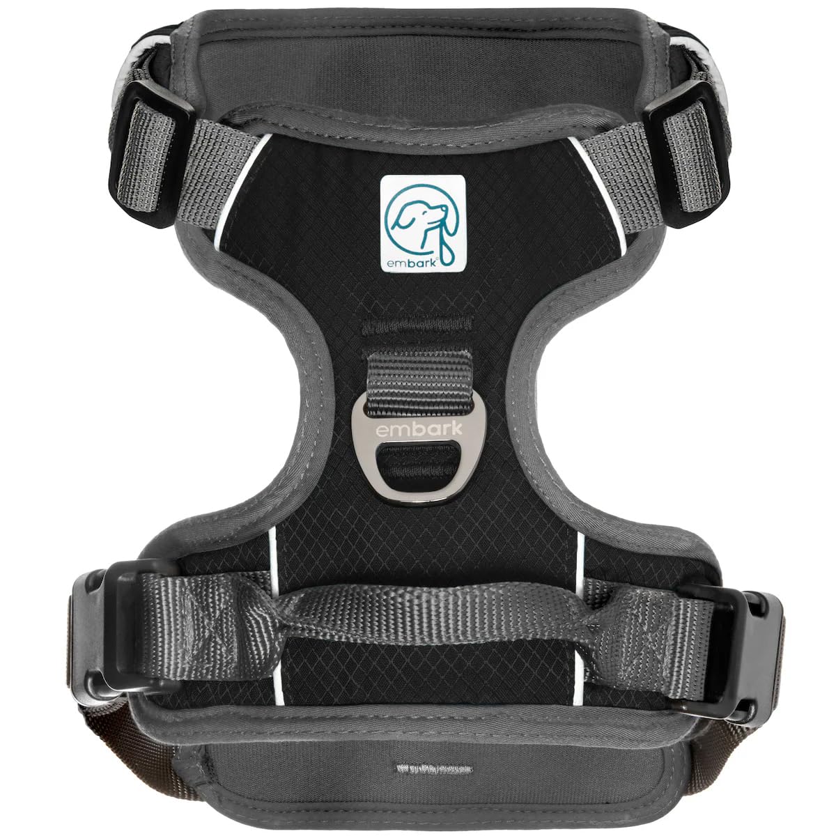 Harnais Embark Pets en nylon militaire, robuste pour longues sorties.