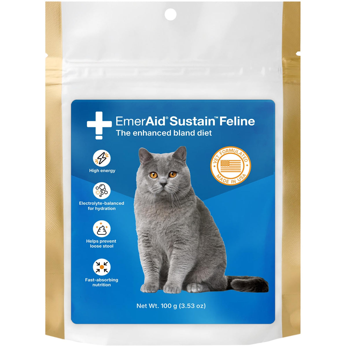 EMERAID Sustain Chat – emballage pratique facilitant le stockage lors de la récupération féline.