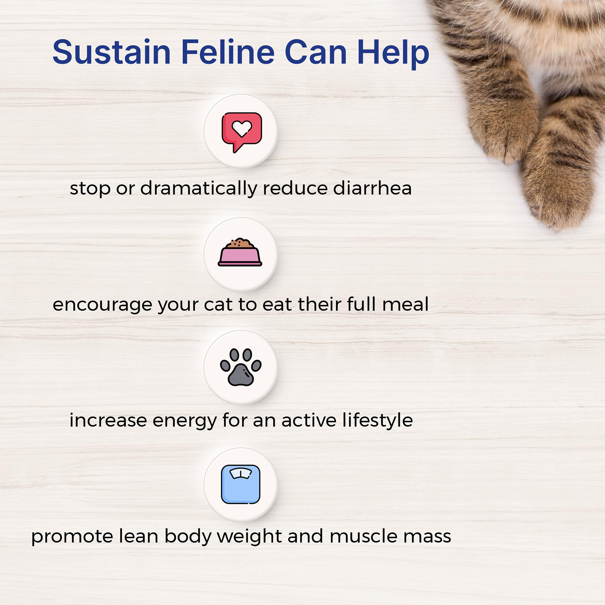 EMERAID Sustain Chat – ingrédients digestibles pouvant limiter les selles molles.