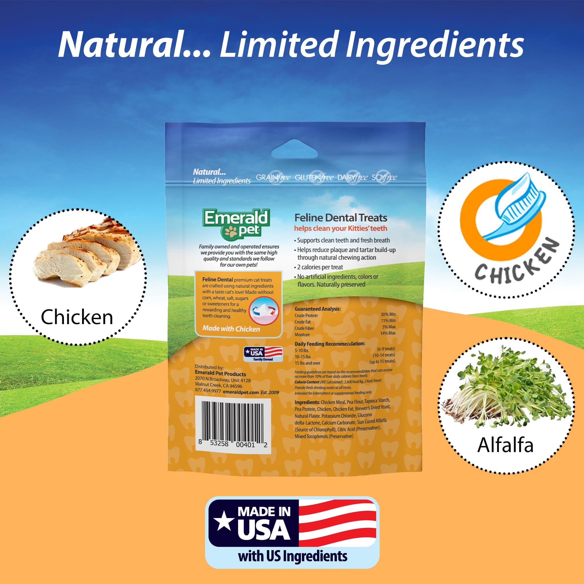 Recette saumon d’Emerald Pet Feline Dental Treats, saveur délicate et plaisir sensoriel