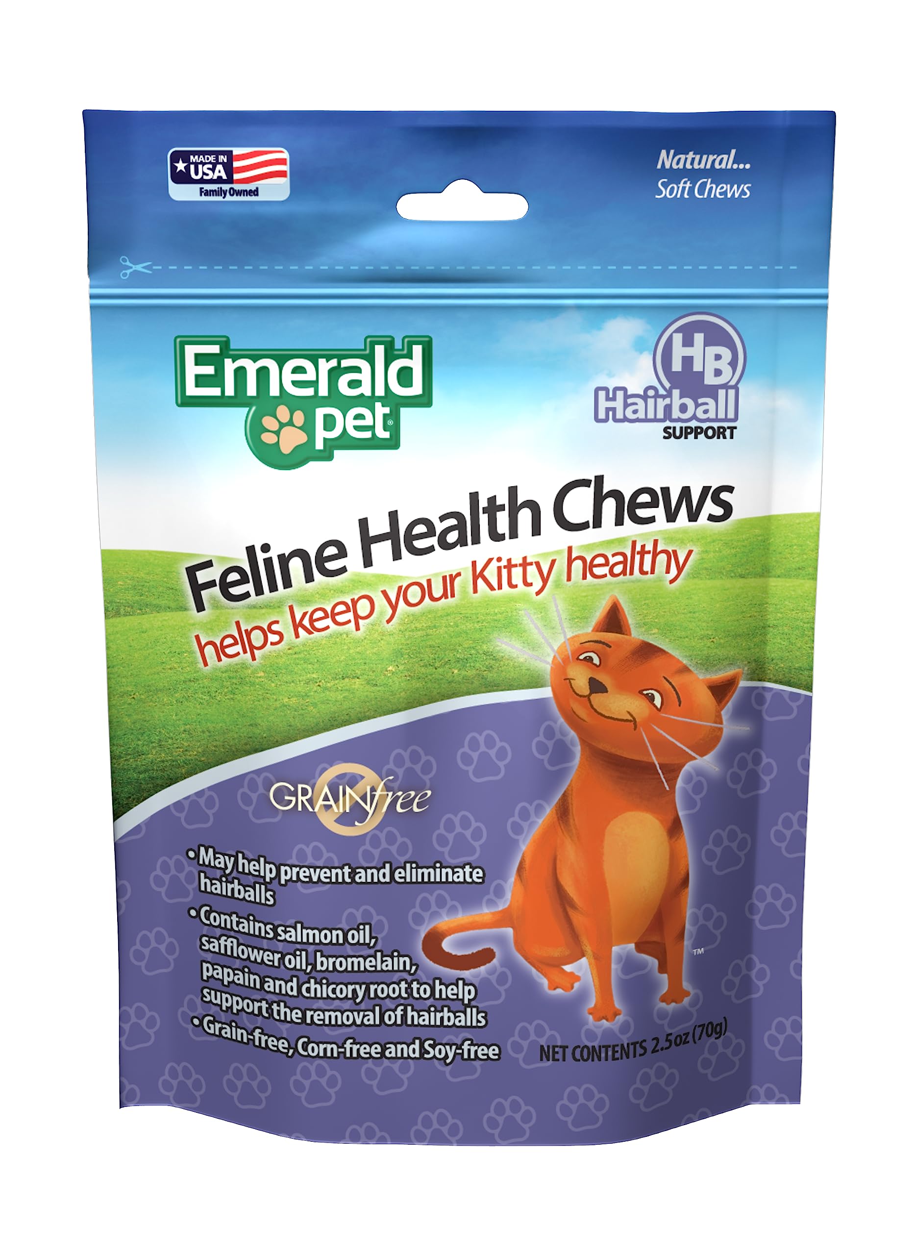 Emerald Pet Feline Health Chews: boules de poils au saumon, soutien digestif potentiel