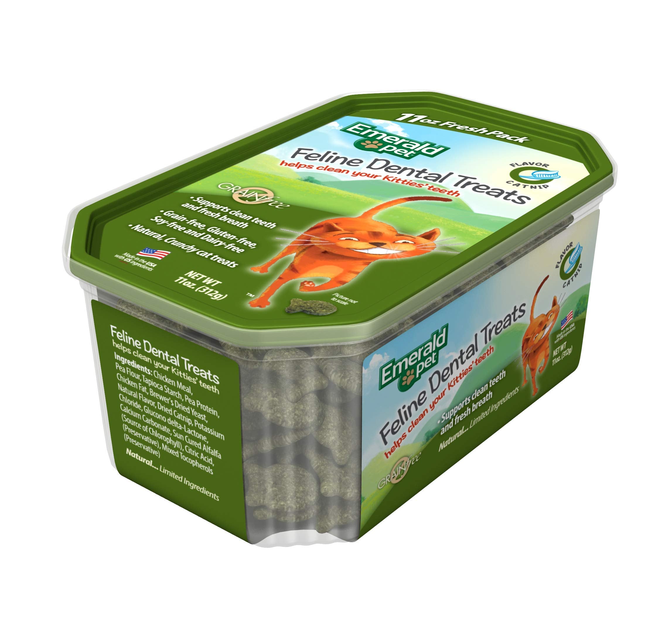 Emerald Pet friandises au cataire, ingrédients naturels et limités.