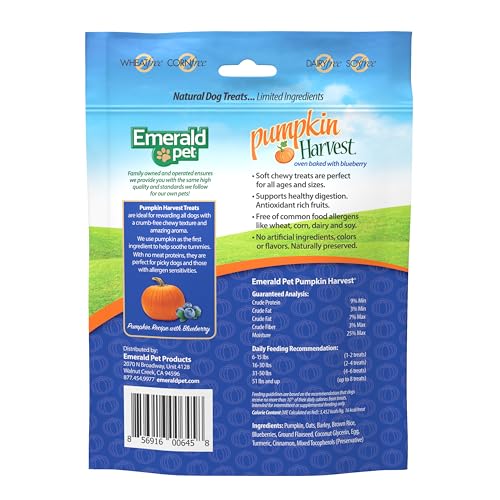 Emerald Pet friandises citrouille recolte – arôme doux pour une dégustation plaisante sans blé