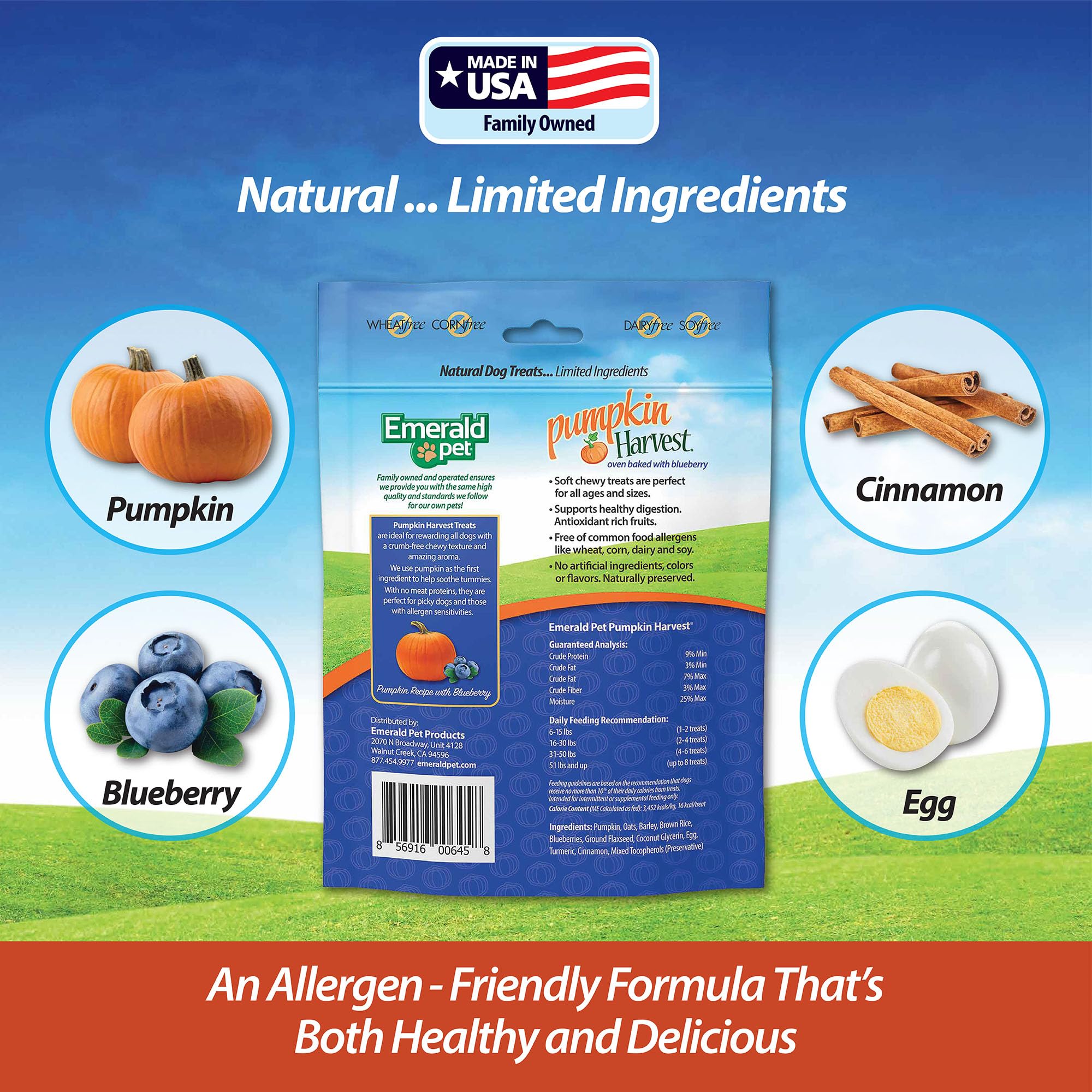 Emerald Pet friandises citrouille recolte – goût myrtille fruité pour varier les plaisirs