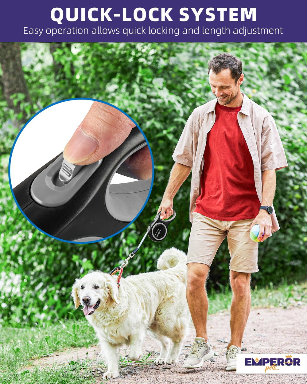 Laisse Emperor Pets 26 ft en nylon durable pour longues balades faciles.