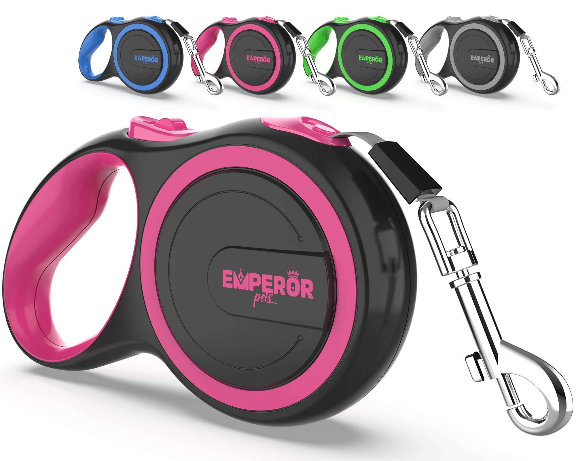Emperor Pets laisse retractable 26ft rose pour liberté maîtrisée lors des promenades.