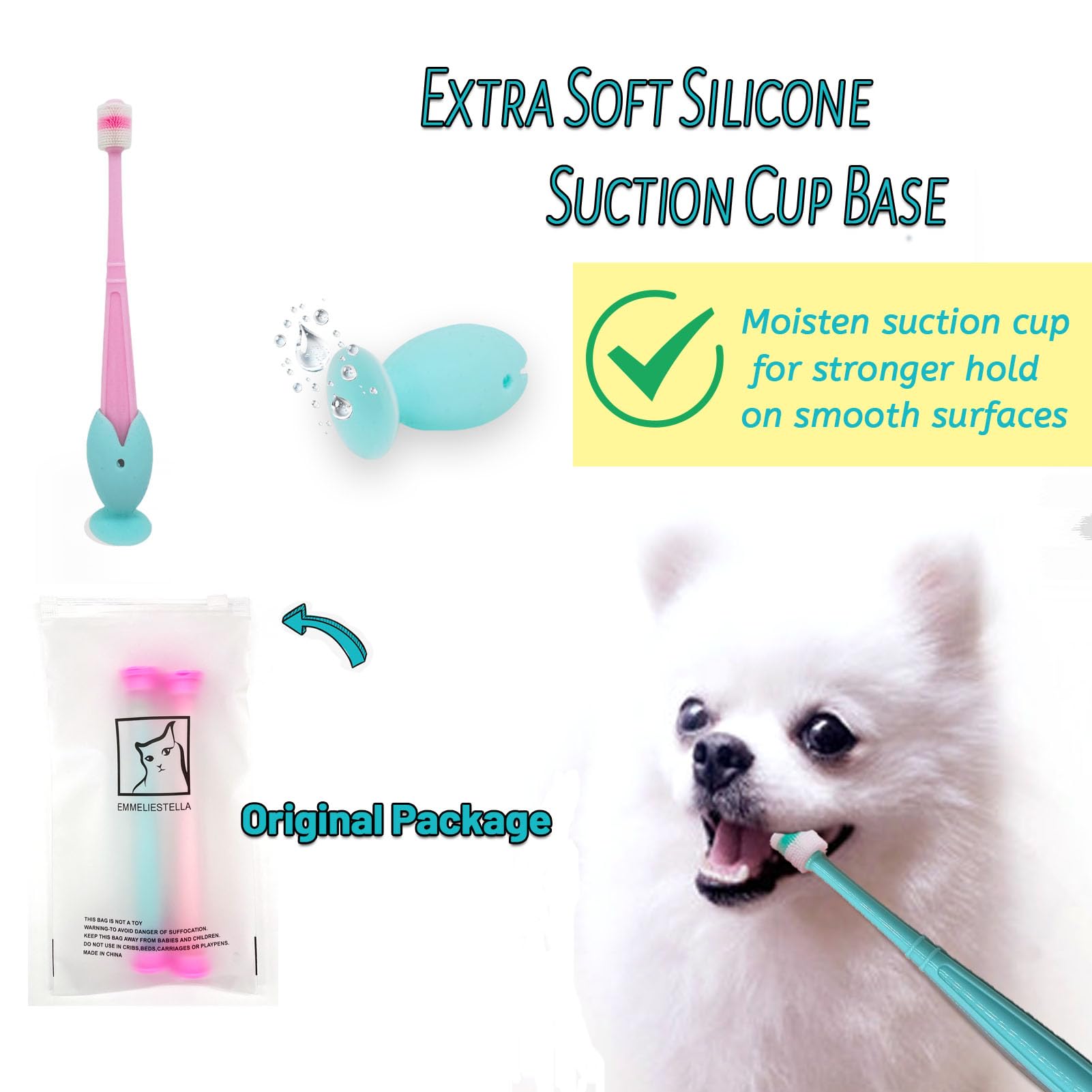Brosse EMST pour chats et chiens couleur rose, poils en silicone doux
