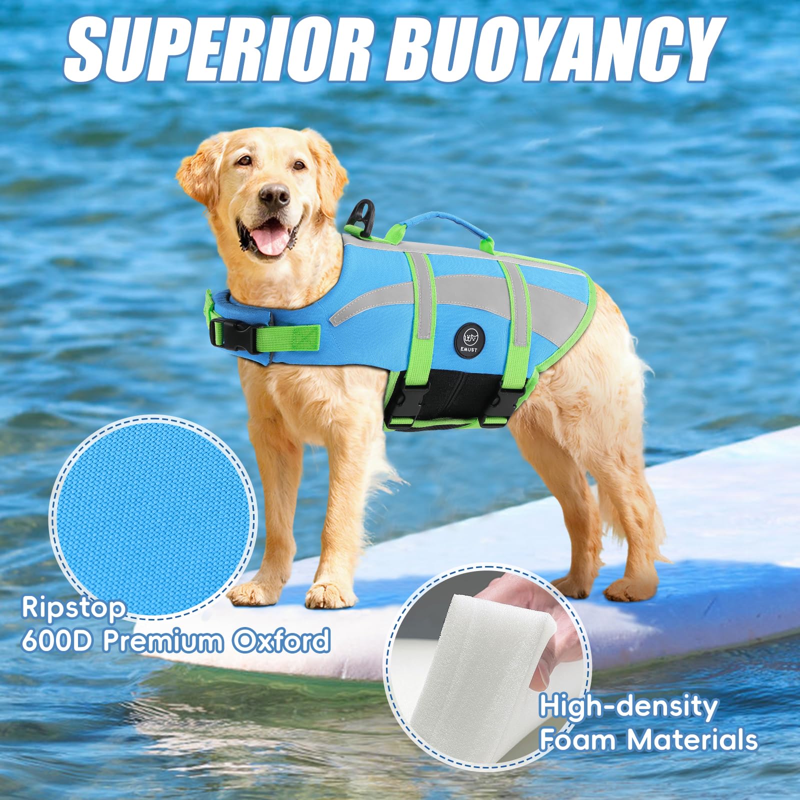 EMUST gilet sauvetage chien anneau D pour laisse sécurisée