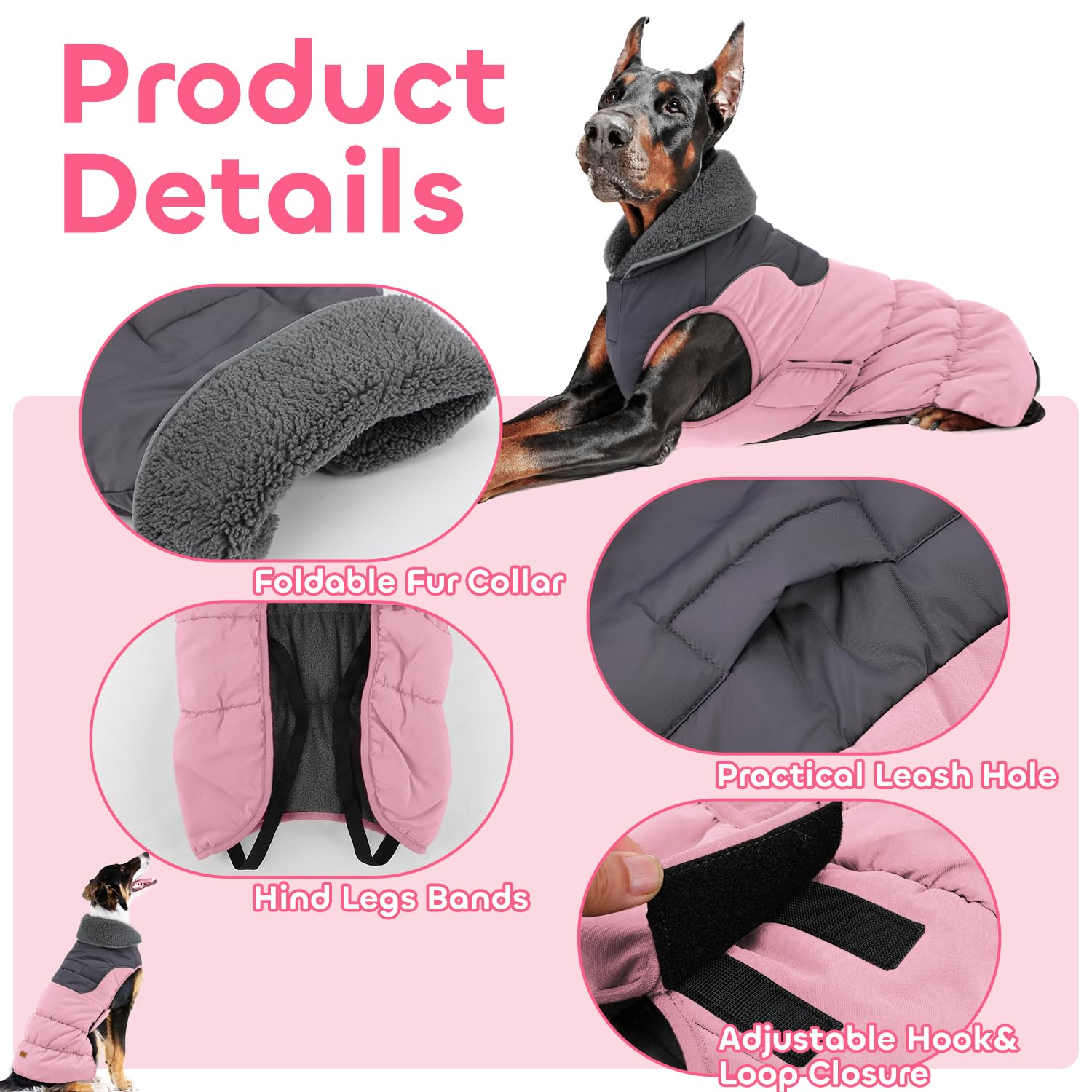 Manteau EMUST pour chien grand format L, tissu imperméable et coupe-vent en conditions pluvieuses.