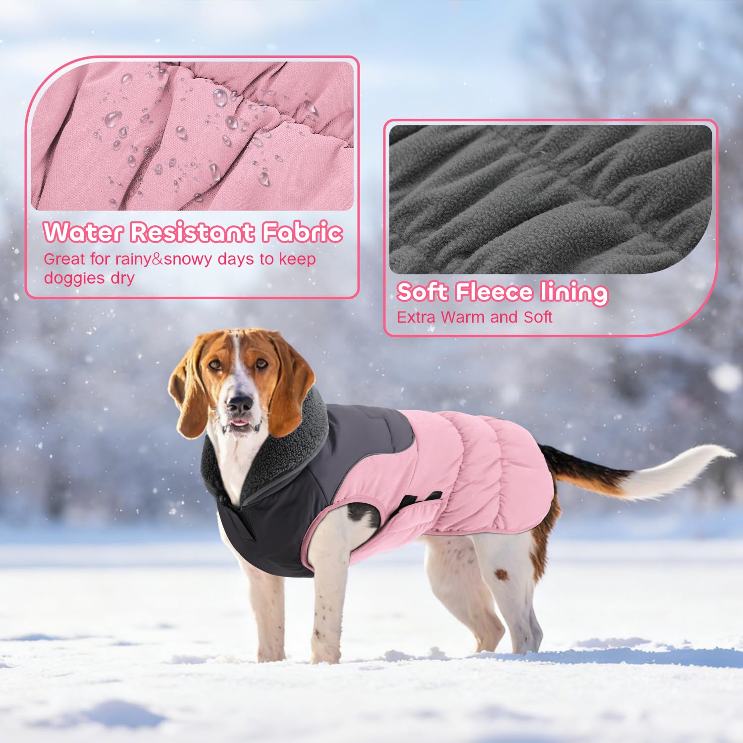 Manteau EMUST avec ouverture pour laisse pour des promenades libres et sécurisées.