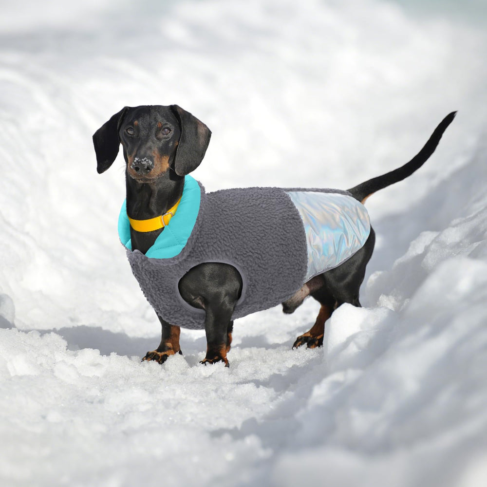EMUST gilet puffer gris en sherpa, parfait pour les sorties hivernales.