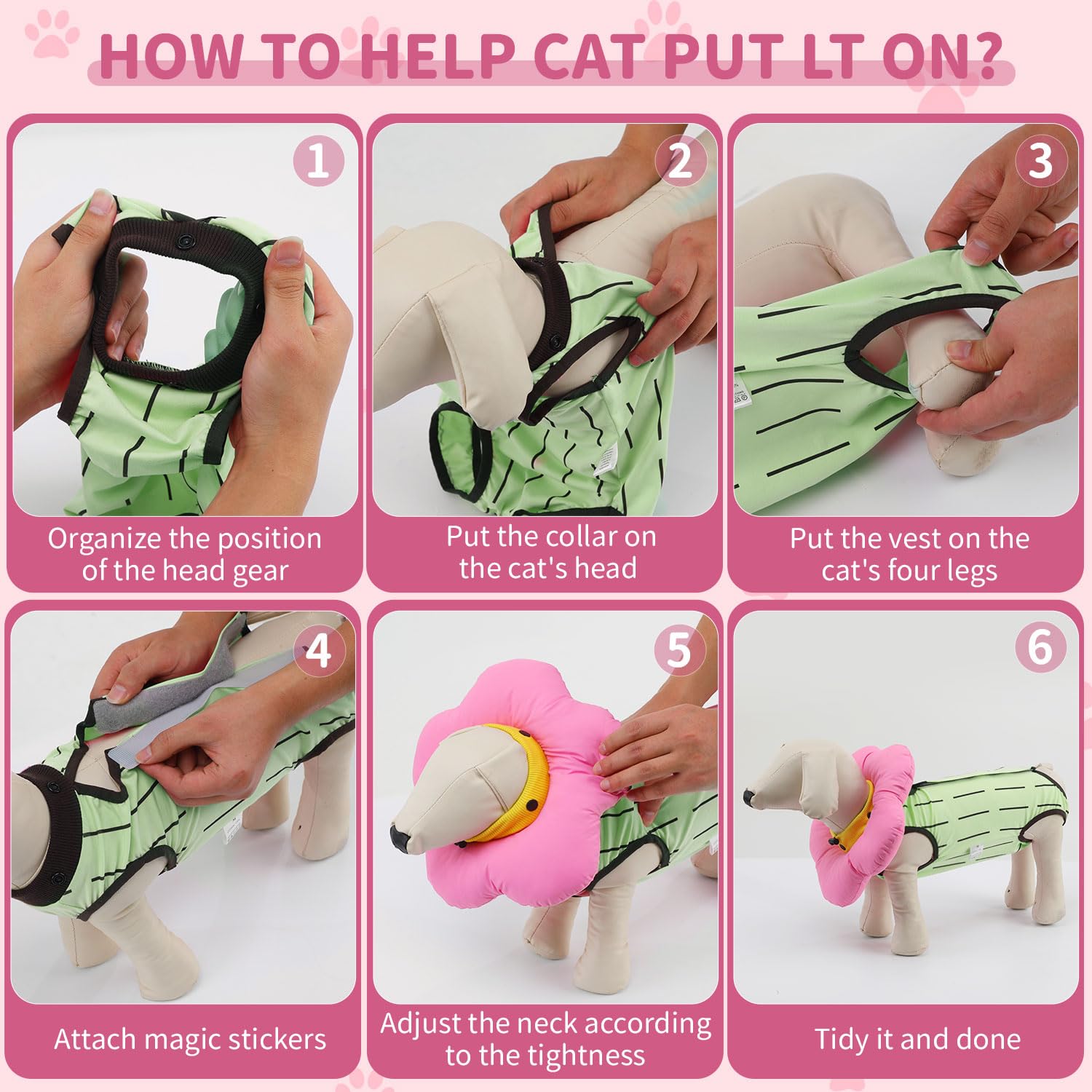 EMUST utilisation quotidienne chat vert pratique au quotidien et après les soins.