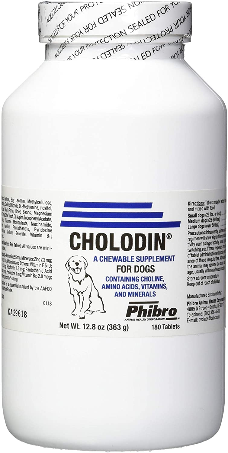 EnerCal Cholodin – bouteille de tablettes masticables pour chien, soutien cognitif et vitalité.