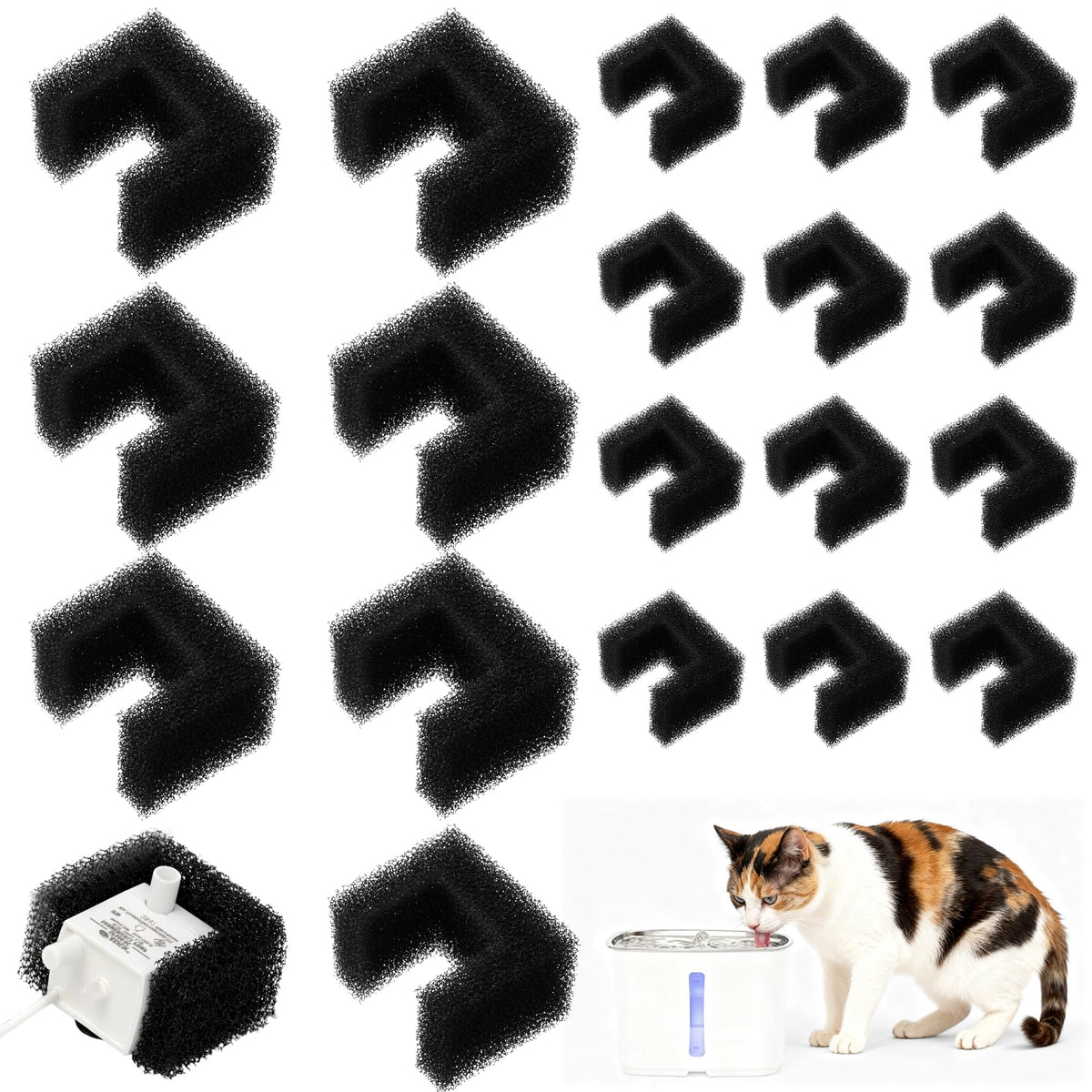 Enhon filtre-mousse pour fontaine animale, compatible PetSafe Viva 64 onces et 140 onces, filtration fiable.
