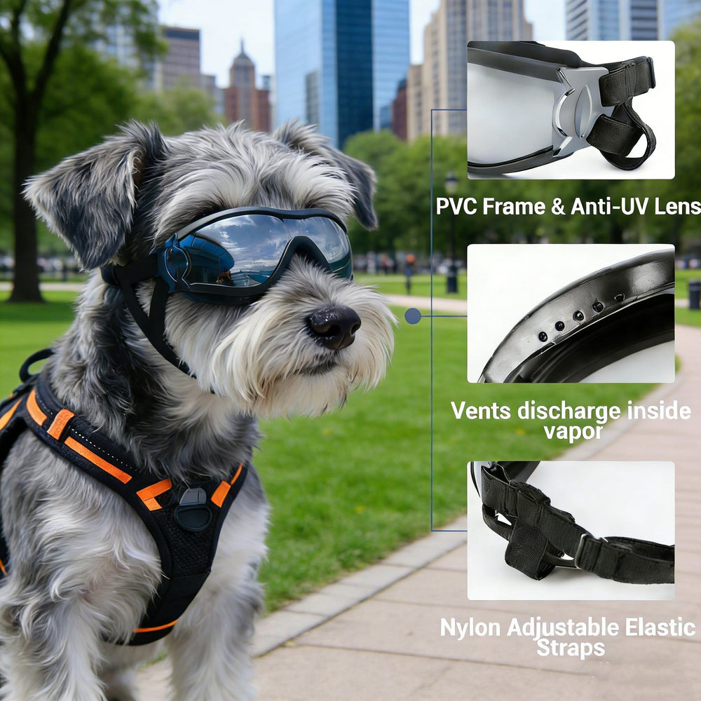 Enjoying lunettes chien reglables elastiques pour un maintien sûr.
