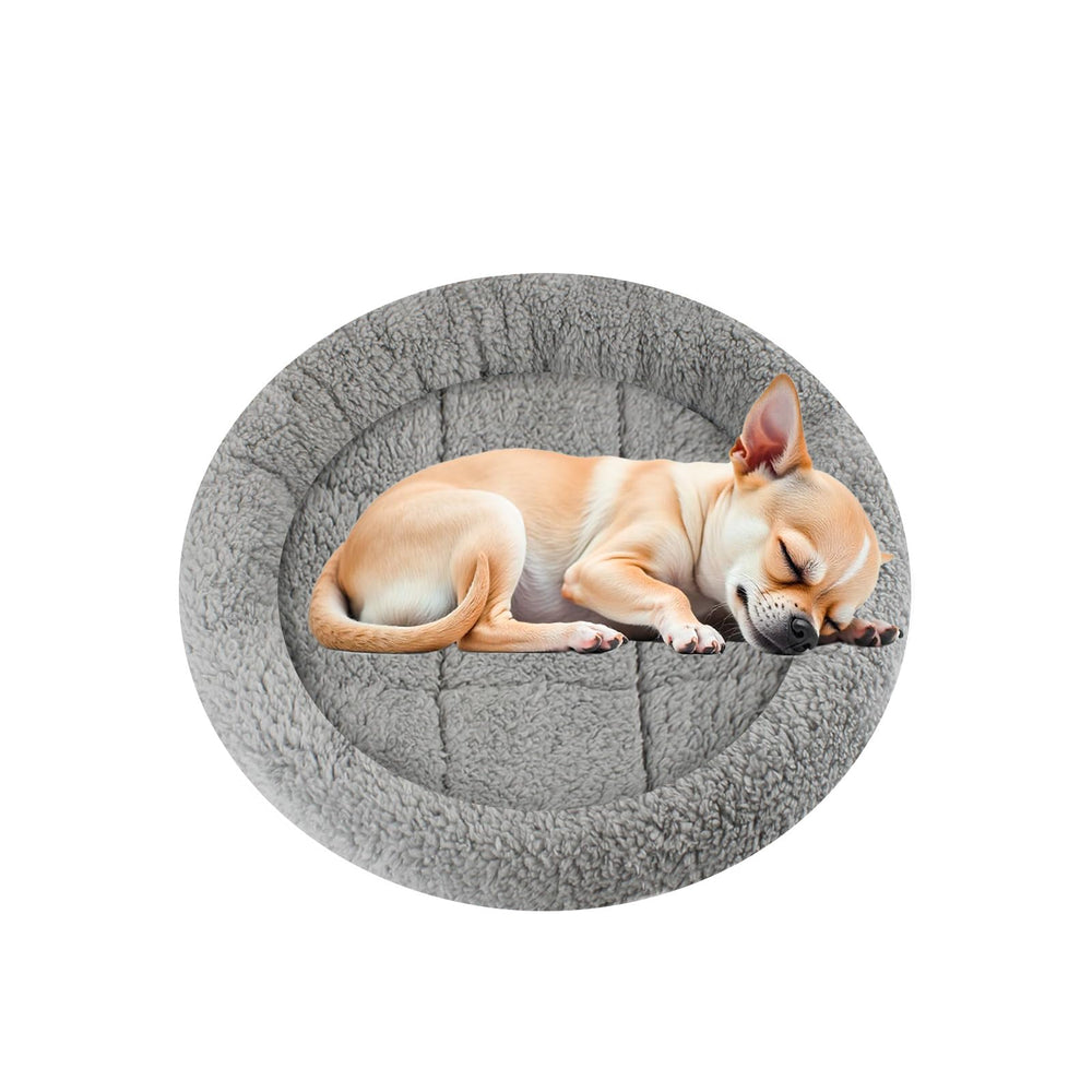 Enjoying lit rond moelleux pour chats et petits chiens, confort immédiat et sécurisé.