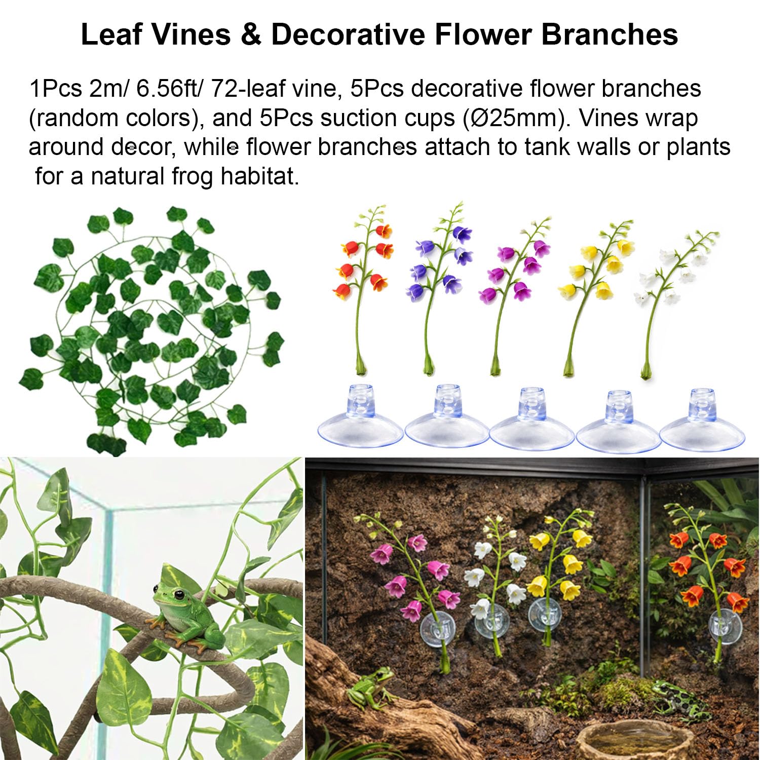 Enochainchin branche-fleur-plastiques-couleurs : aspect vivant et stimulation visuelle du terrarium