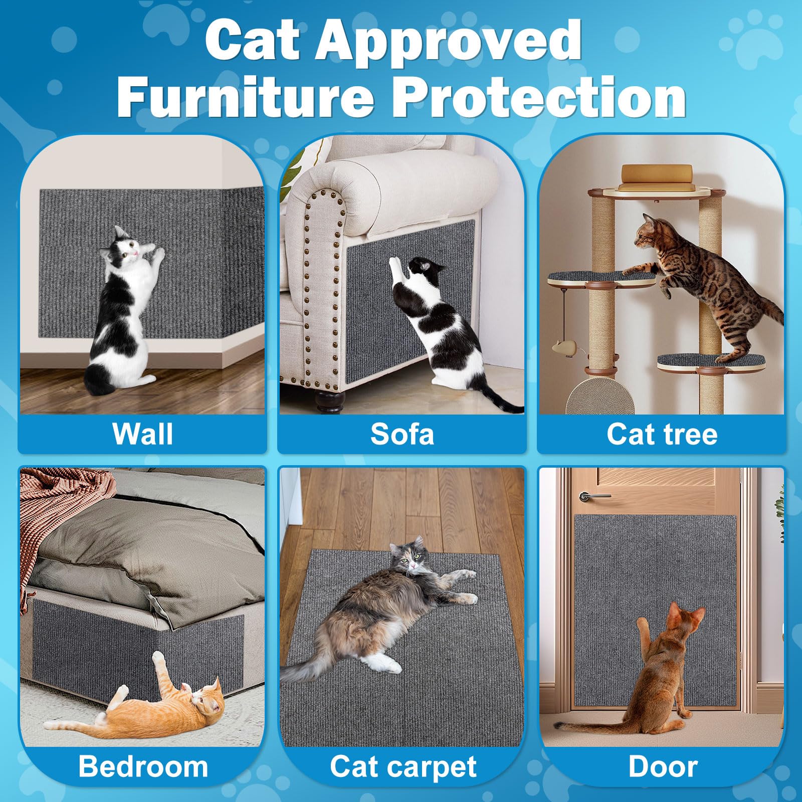 ENONCI Protège-tapis chat – adhesion double-face: fixation sûre et durable.