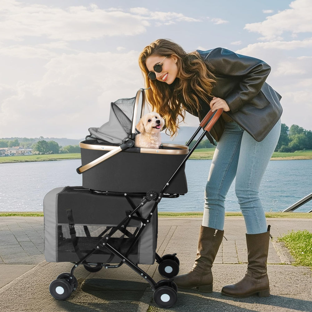 ENVTEK Double Poussette: ceintures de sécurité pour chiens et chats en voyage.