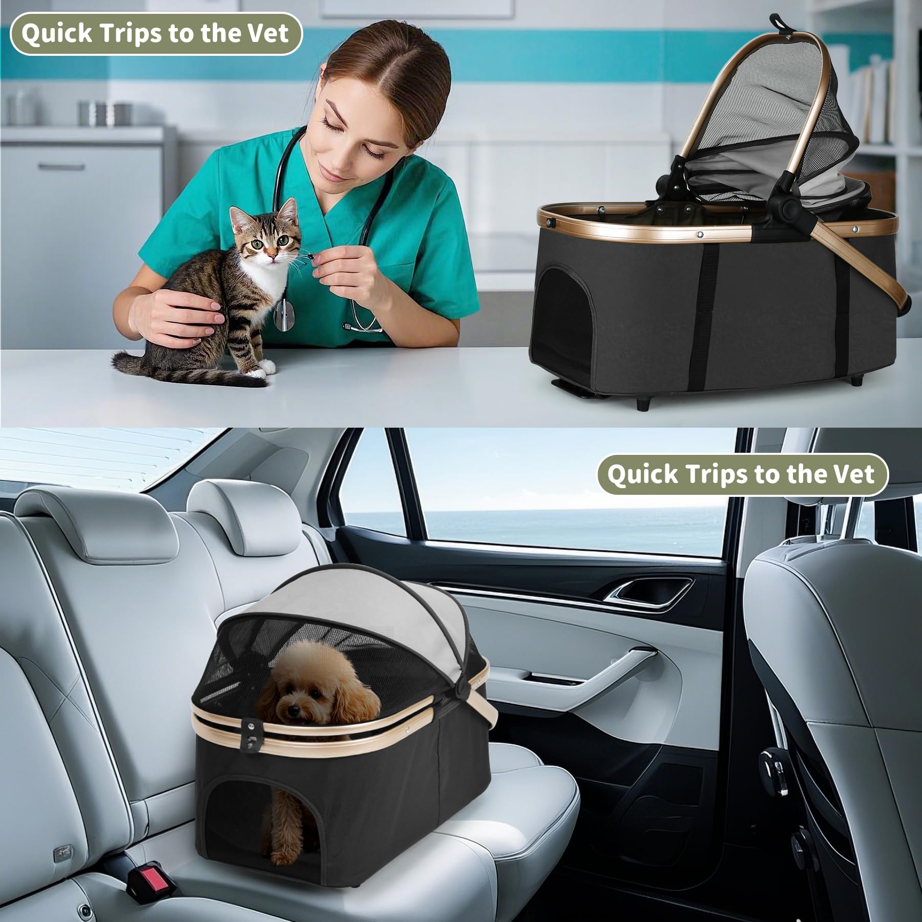 ENVTEK Double Poussette: rangement pratique pour friandises et jouets lors des sorties.