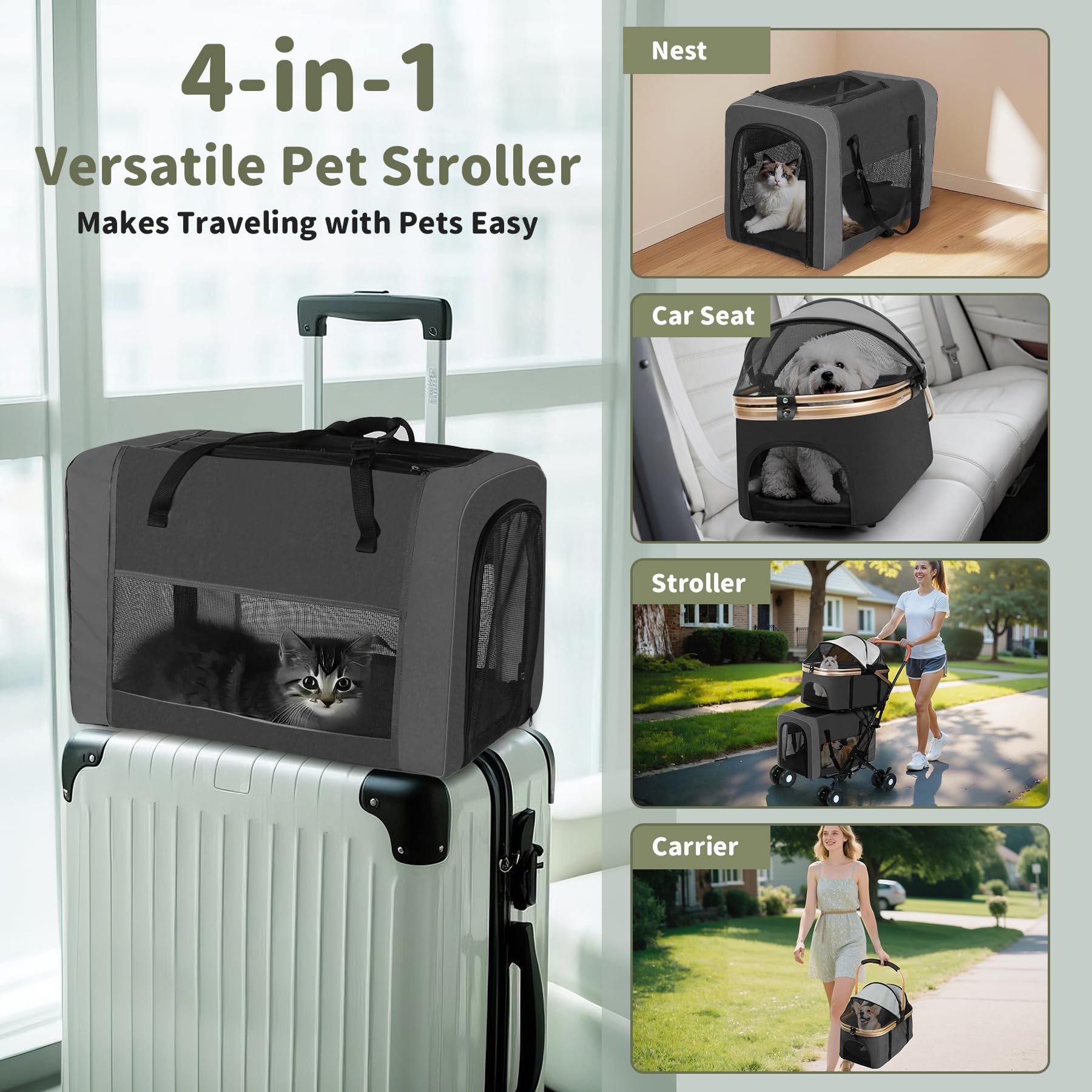 ENVTEK Double Poussette: tissu 600D imperméable protégeant vos compagnons des intempéries.